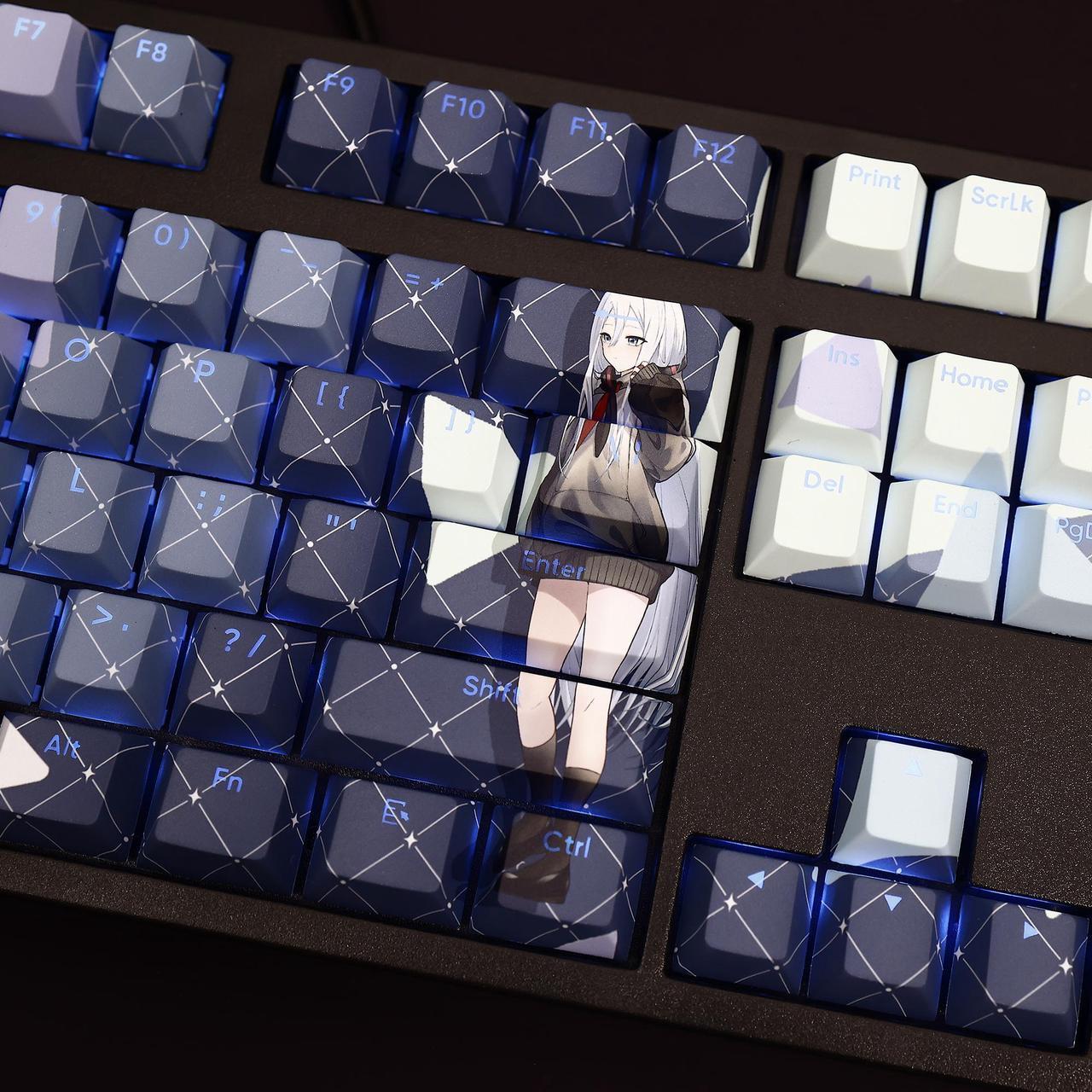 Alt view image 4 of 6 - World Plan Colorful Stage Yoisaki Kanade translucency PBT heat-sublimation keycaps 108key Cherry Height