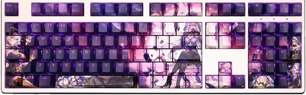 Main image of Honkai: Star Rail Black Swan translucency PBT heat-sublimation keycaps 108key Cherry Height