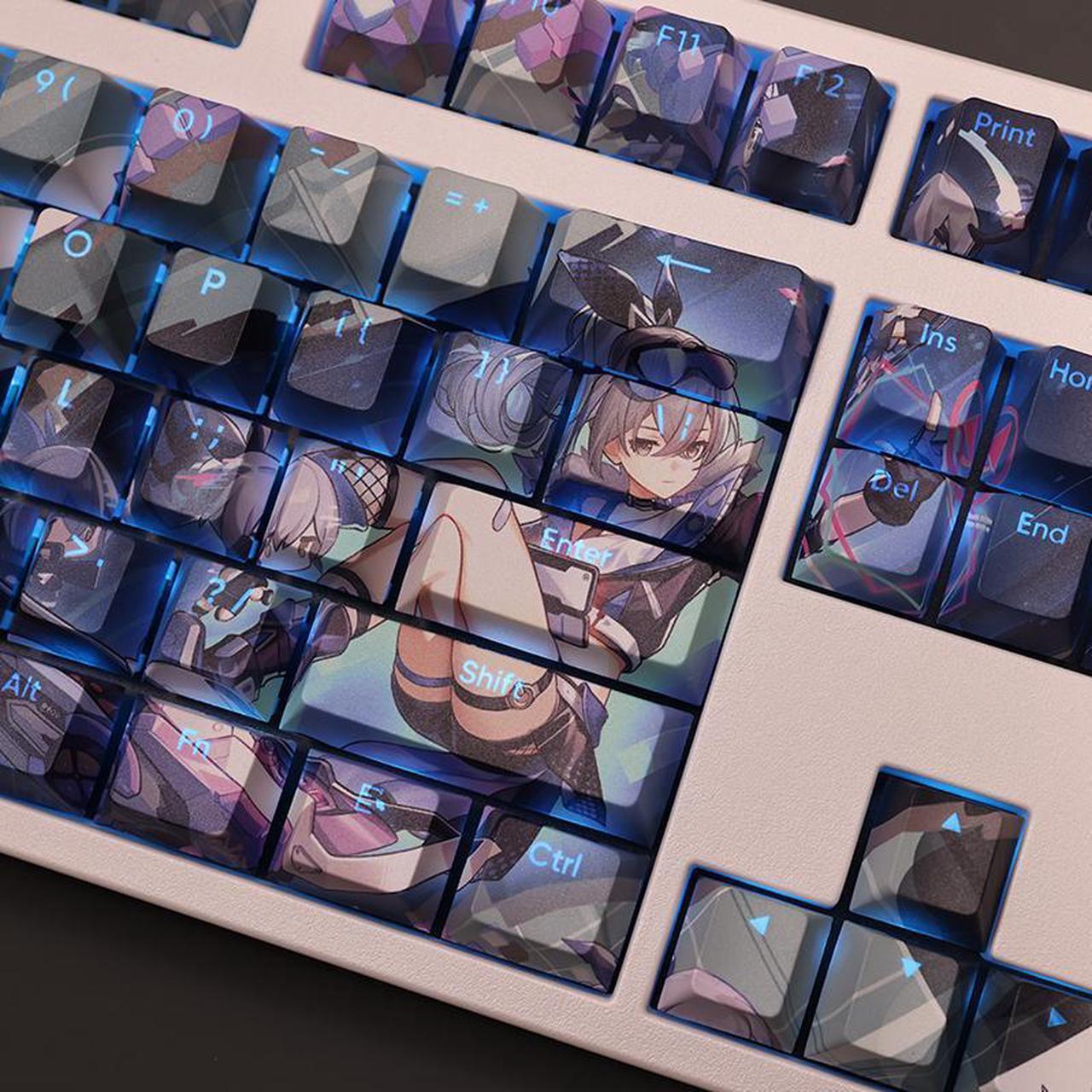 Alt view image 4 of 7 - Honkai: Star Rail Silver Wolf translucency PBT heat-sublimation keycaps 108key Cherry Height