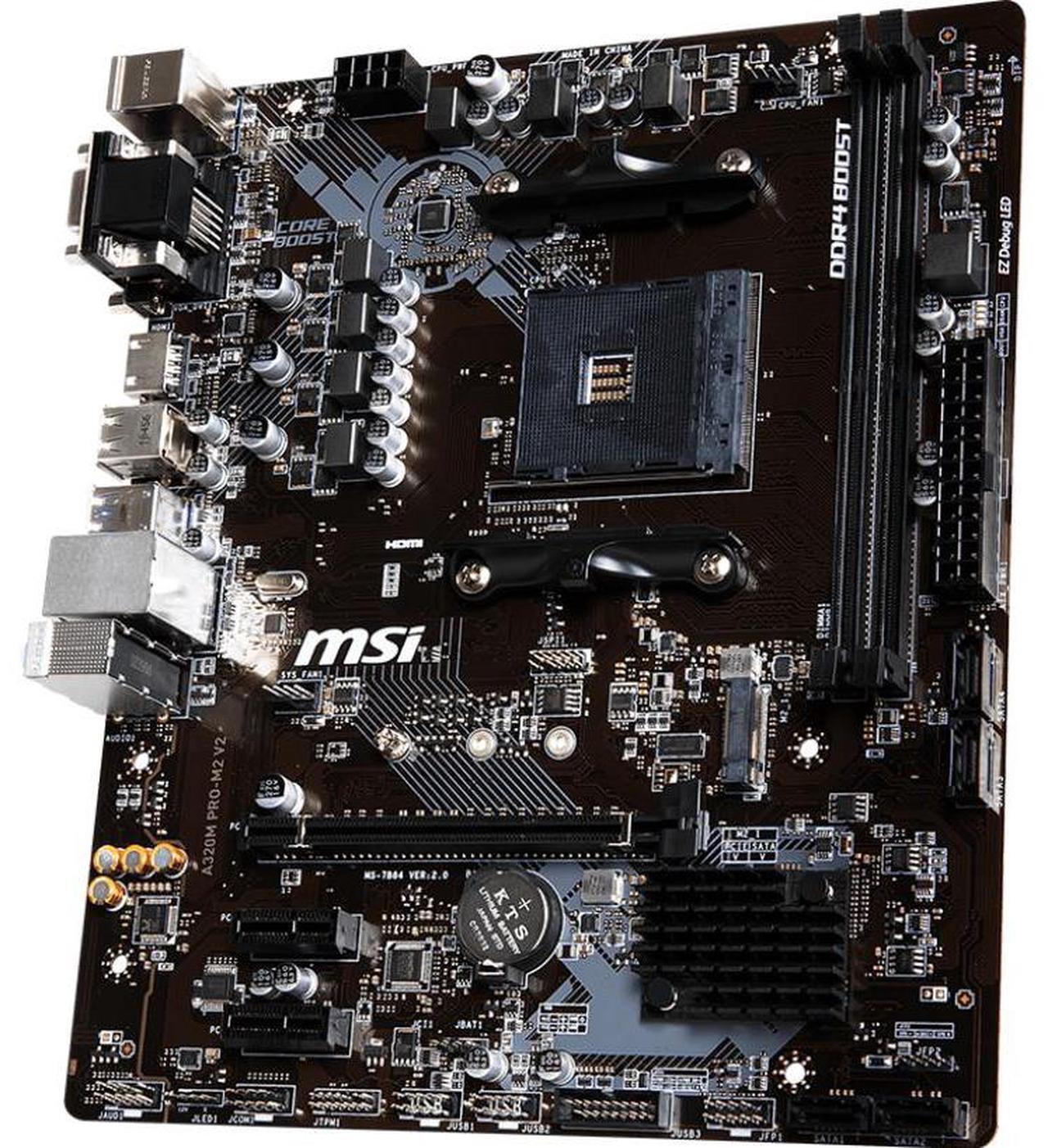 Alt view image 3 of 4 - MSI A320M PRO-M2 V2 AMD A320 Socket AM4 DDR4 32GB Micro ATX Motherboard