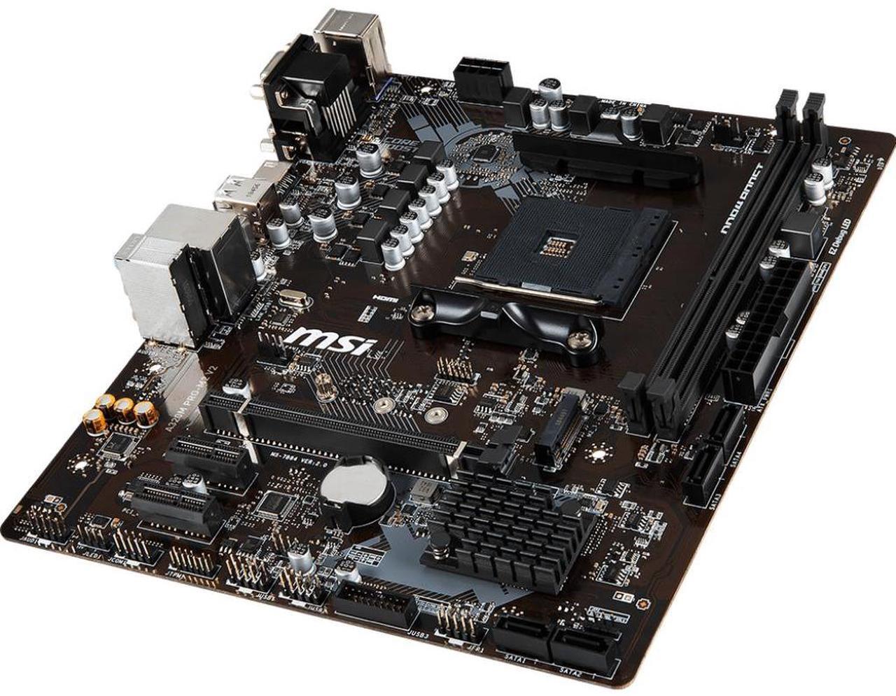Alt view image 2 of 4 - MSI A320M PRO-M2 V2 AMD A320 Socket AM4 DDR4 32GB Micro ATX Motherboard