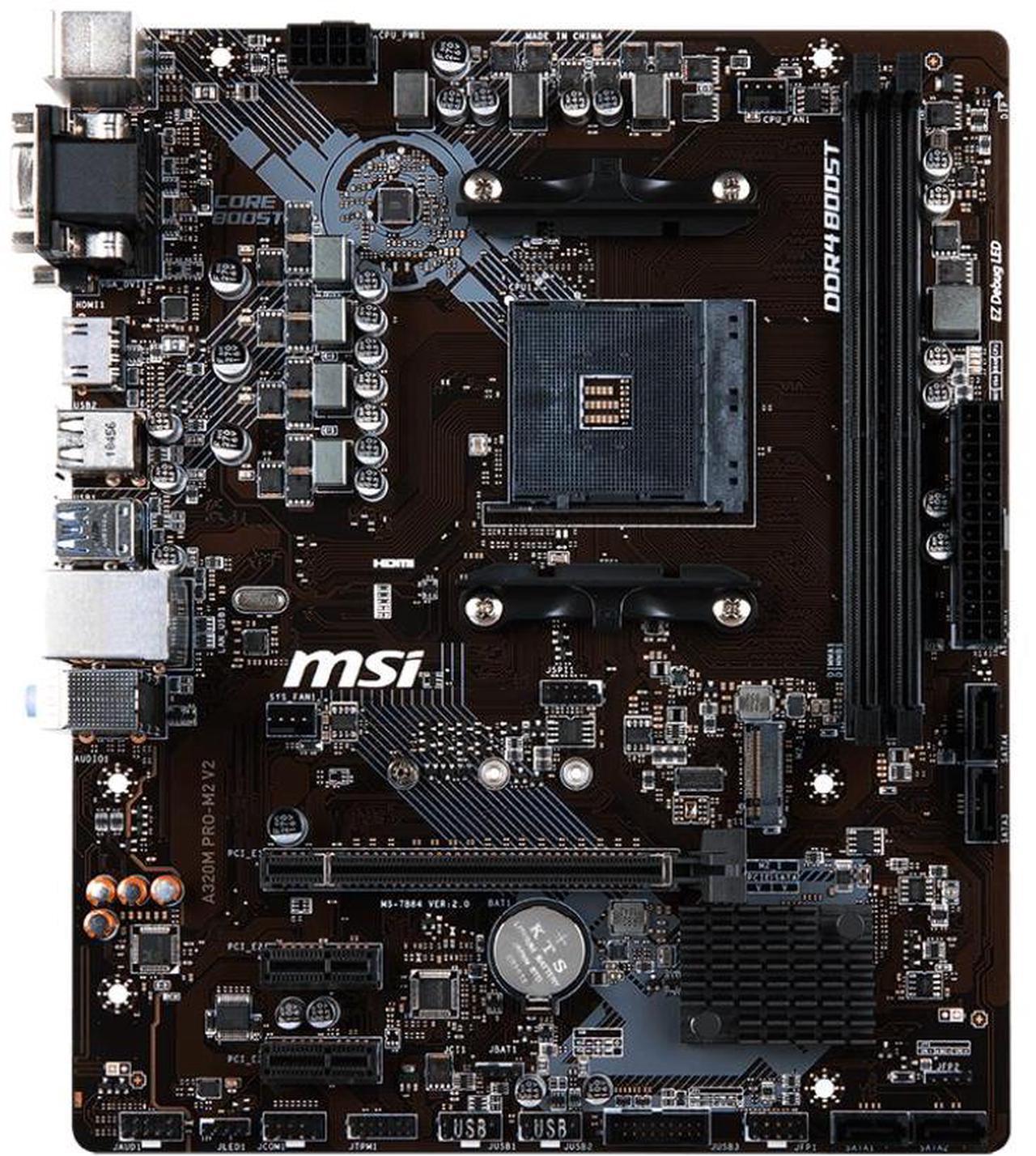 Main image of MSI A320M PRO-M2 V2 AMD A320 Socket AM4 DDR4 32GB Micro ATX Motherboard