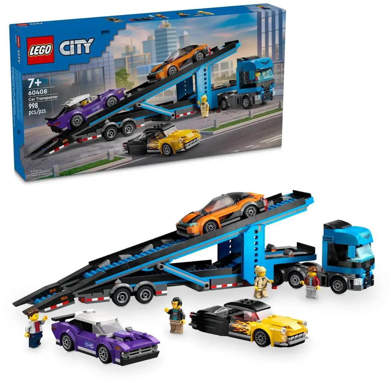 Alt view image 2 of 5 - international version city Series 60408 Car Transporter Truck with Sports Cars Number of parts 998 Suitable for age 7+ toy building blocks