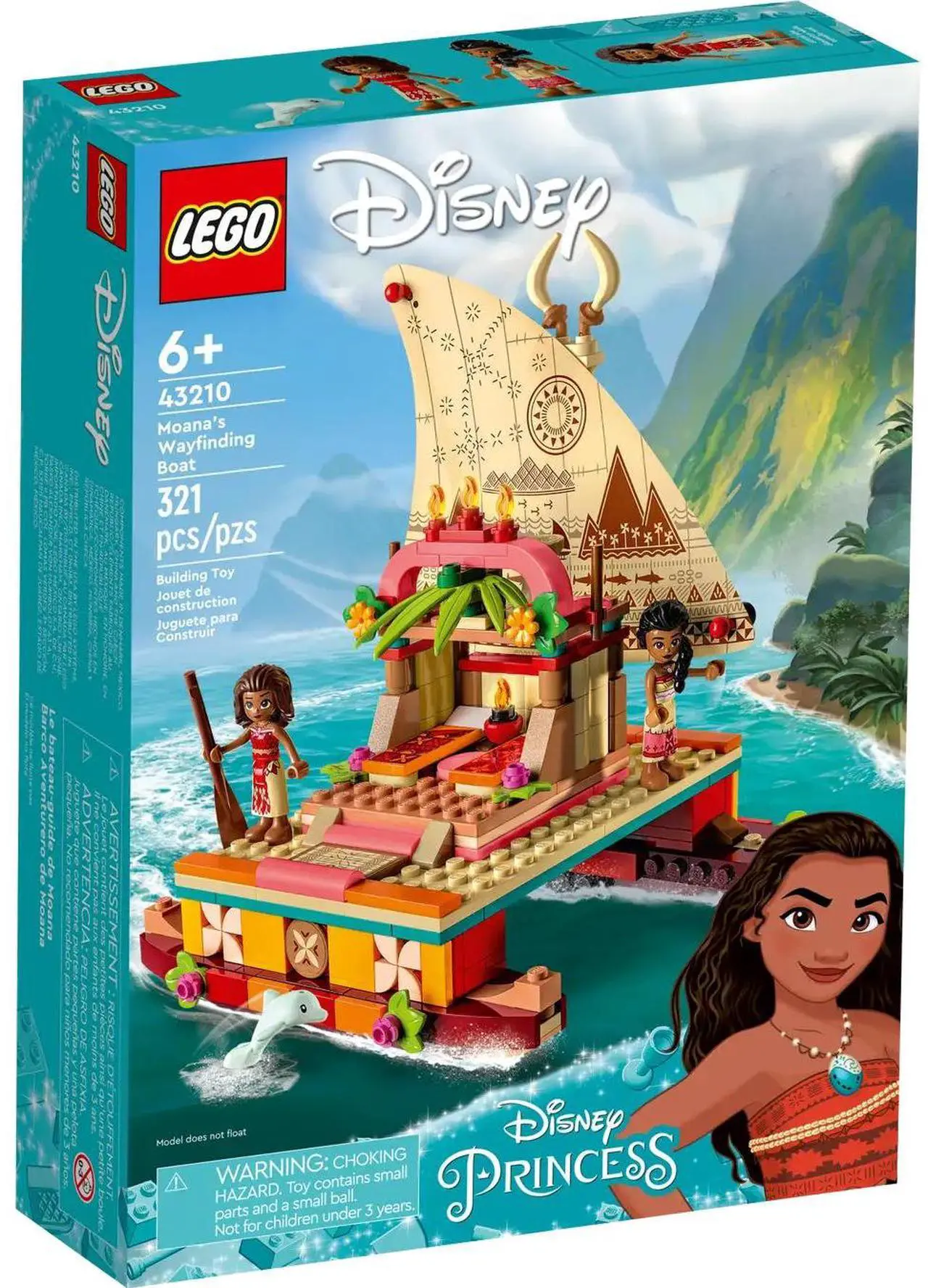 Alt view image 2 of 5 - international version Disney Series 43210 Moana's Wayfinding Boat Number of parts 321 Suitable for age 6+ toy building blocks
