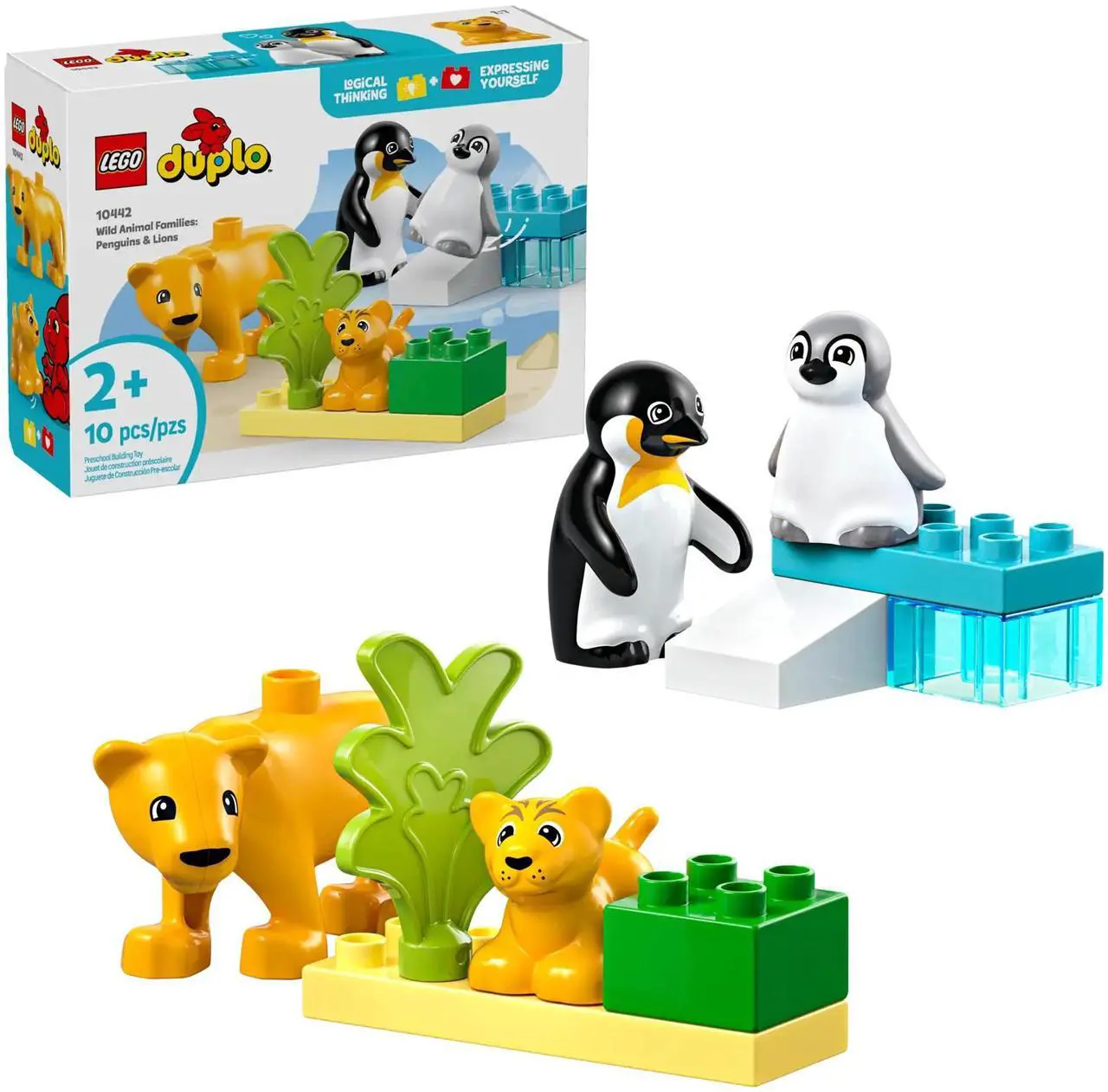 Alt view image 2 of 5 - international version duplo Series 10442 Wild Animal Families: Penguins & Lions Number of parts 10 Suitable for age 2+ toy building blocks