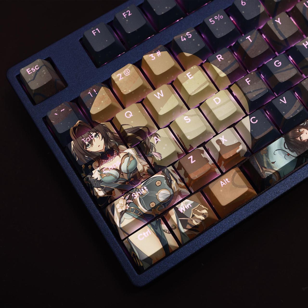 Alt view image 4 of 6 - Honkai: Star Rail Ruan Mei translucency PBT heat-sublimation keycaps 108key Cherry Height