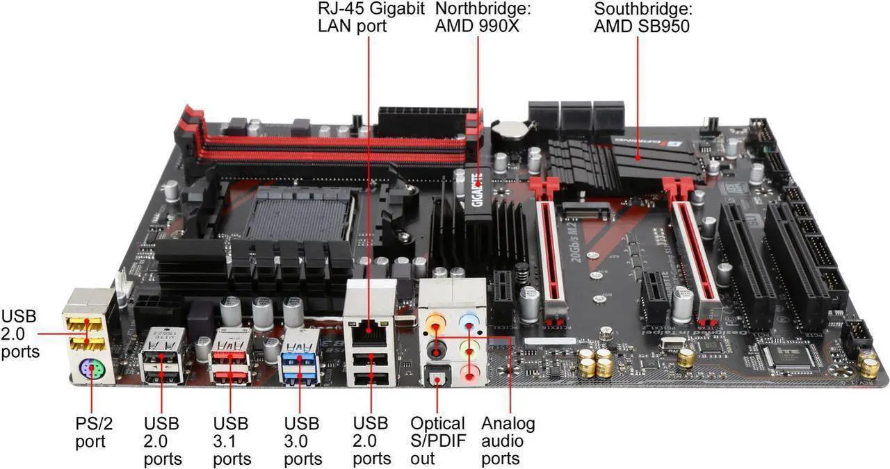 Alt view image 2 of 4 - GIGABYTE GA 990X Gaming SLI Socket AM3+ AMD 990X DDR3 64 GB ATX