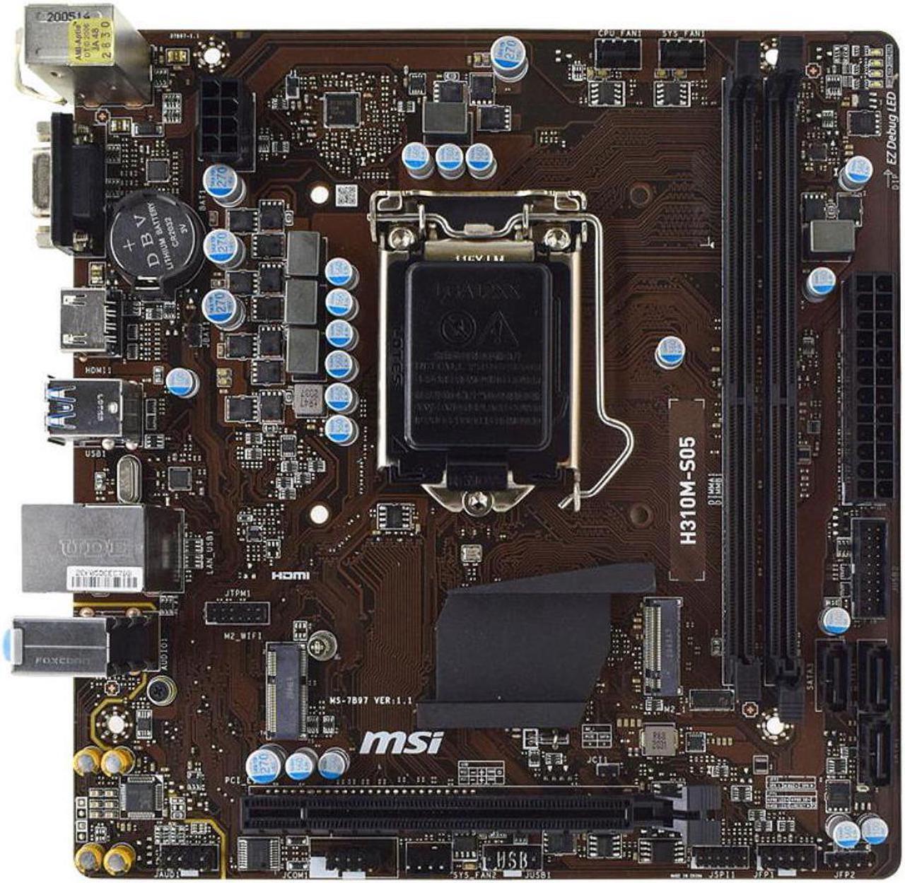 Alt view image 2 of 2 - MSI H310M-S05 Motherboard 1151 DDR4 intel H310 2133MHz Apoio Cpus USB3.0 SATA3 VGA Micro ATX