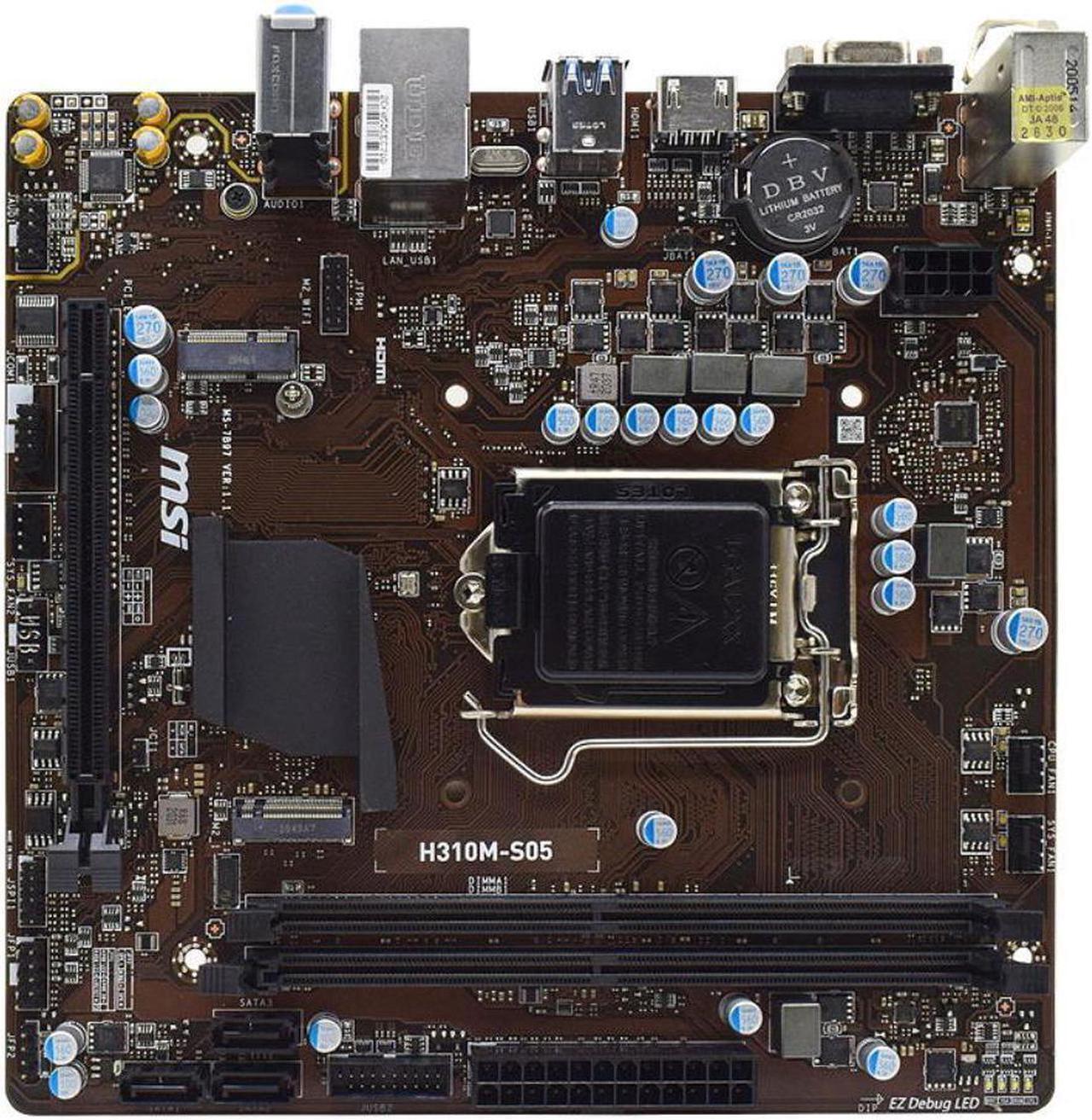 Main image of MSI H310M-S05 Motherboard 1151 DDR4 intel H310 2133MHz Apoio Cpus USB3.0 SATA3 VGA Micro ATX