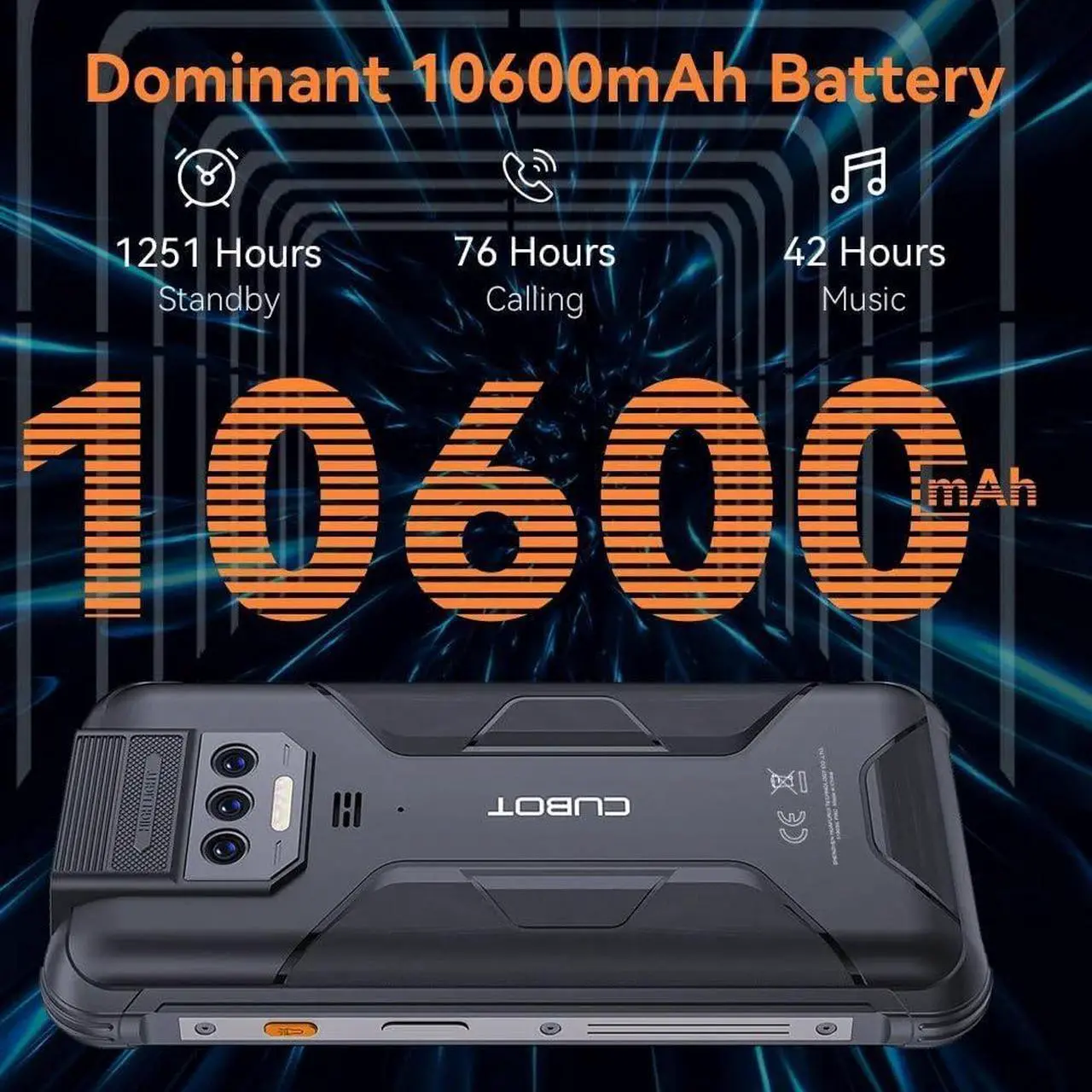 Alt view image 3 of 7 - CUBOT King Kong 8 Rugged Smartphone, 10600mAh Rugged Phone Unlocked, 12GB RAM+256GB ROM Cell Phones, 6.52" Screen, 5000LM LED Flashlight, 48MP Camera, IP68/69K/4G Dual SIM Android 13 Smart Phone