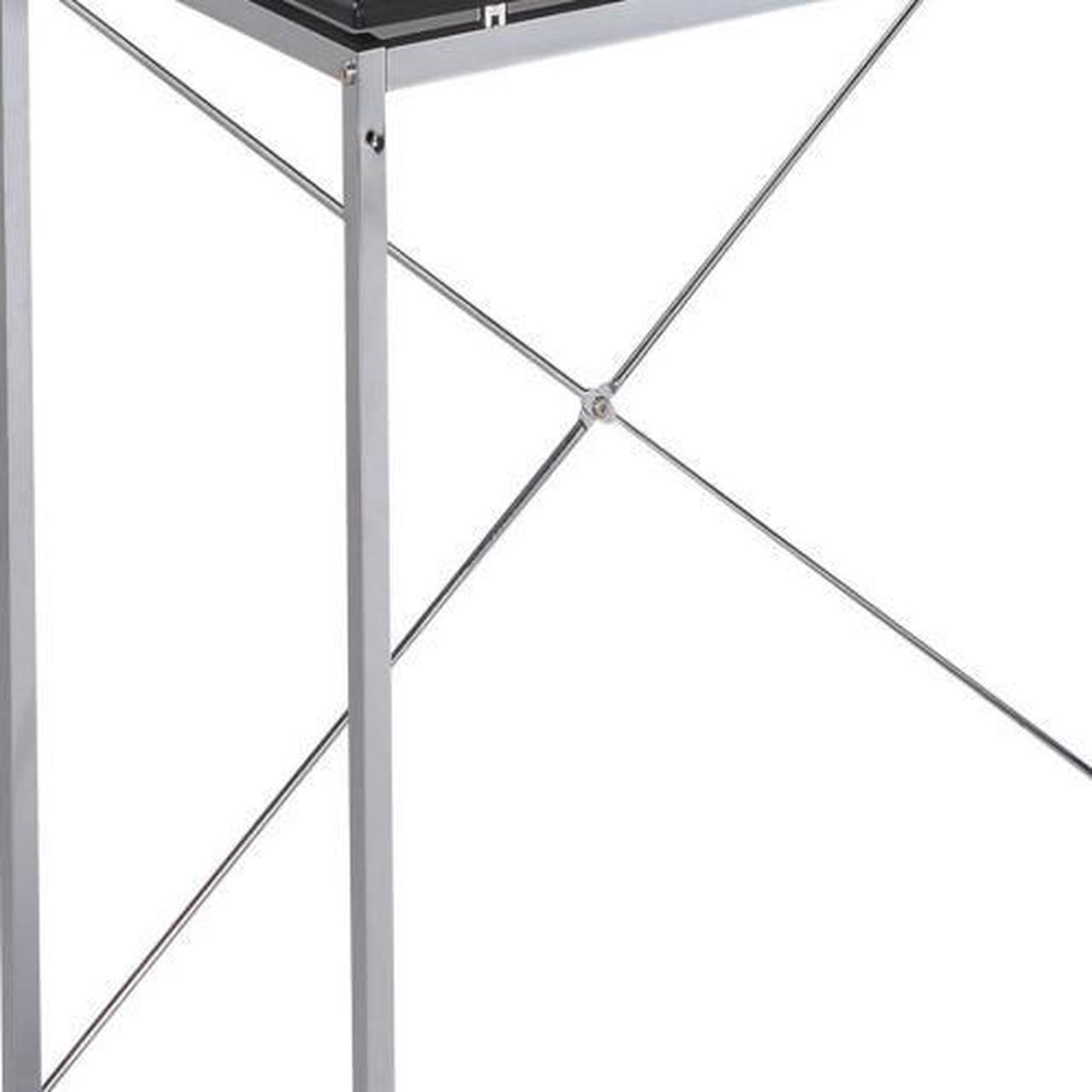 Alt view image 7 of 7 - taoruifang Elvis Black & Chrome Finish Writing Desk W/Shelves