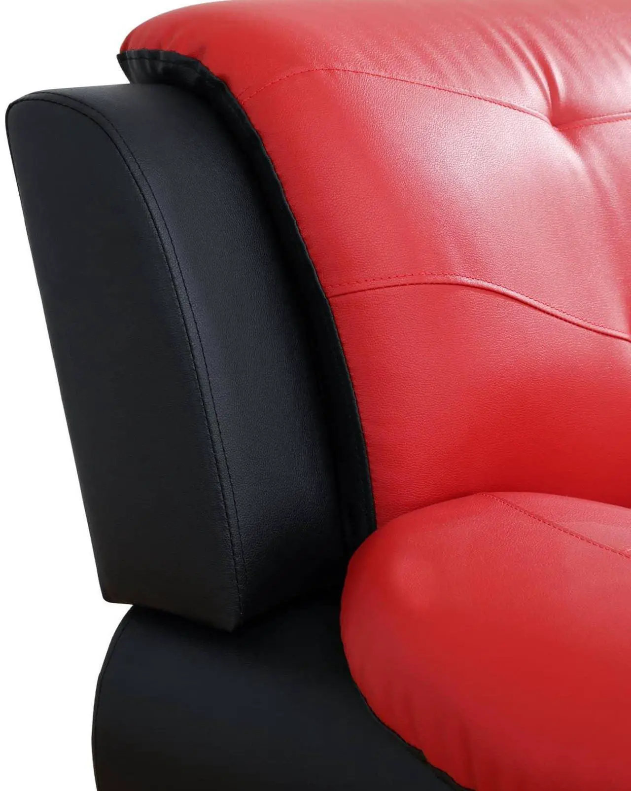 Alt view image 4 of 6 - taoruifang Black & Red Faux Leather Loveseat Living Room Sofa 2 Seater Couch with Metal Legs for Living Room/Bedroom/Office