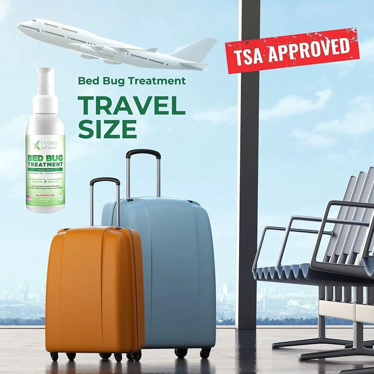 Alt view image 2 of 6 - Hygea Natural Bed Bug Treatment Travel Spray - TSA Approved Size - For Hotels, Suitcase, Backpacks - Fast Acting Protection - Children & Pet Safe - Non Toxic & Odorless - (3 oz) (3 Pack)