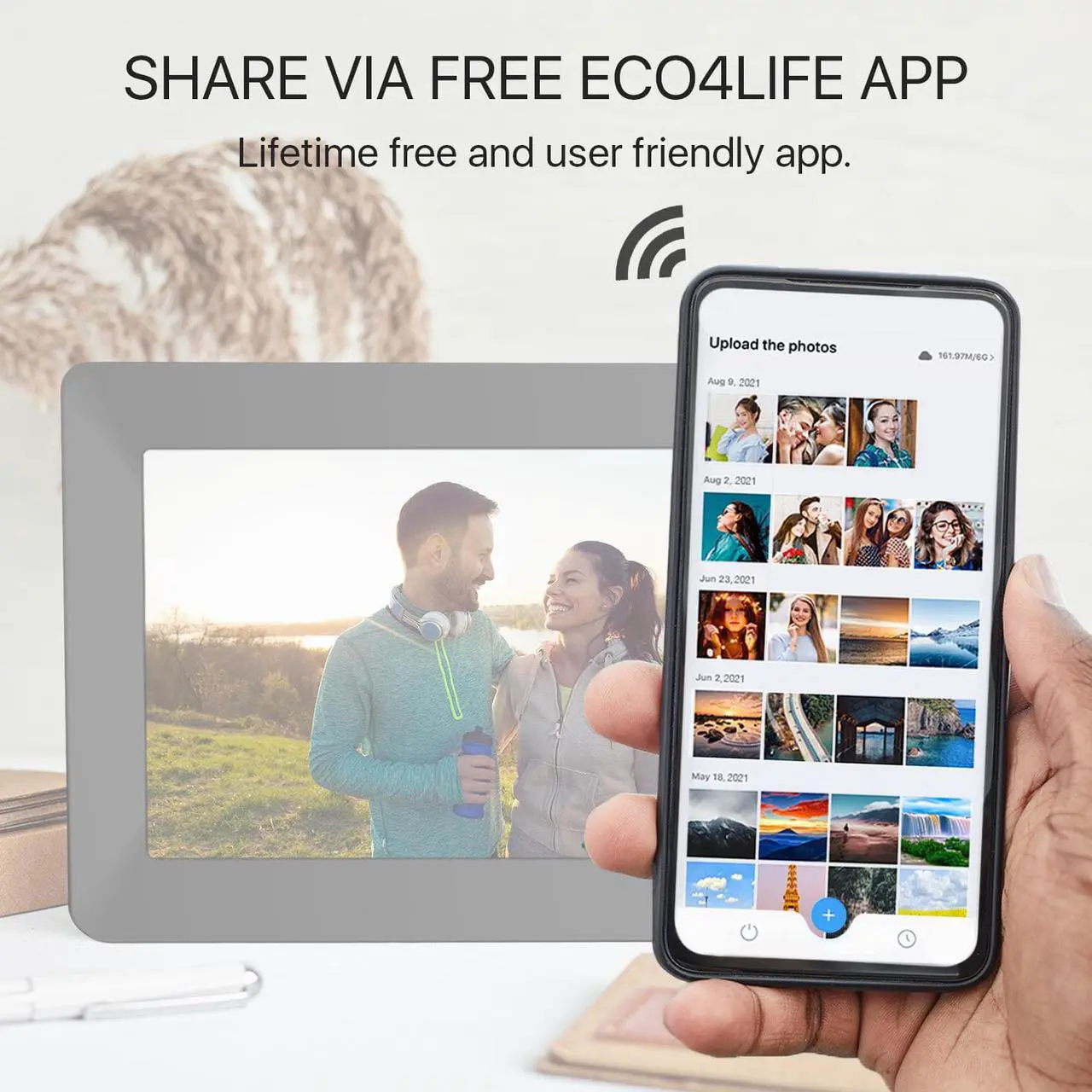 Alt view image 7 of 16 - Eco4Life 10.1" WiFi Digital Picture Frame with Photo/Video Sharing