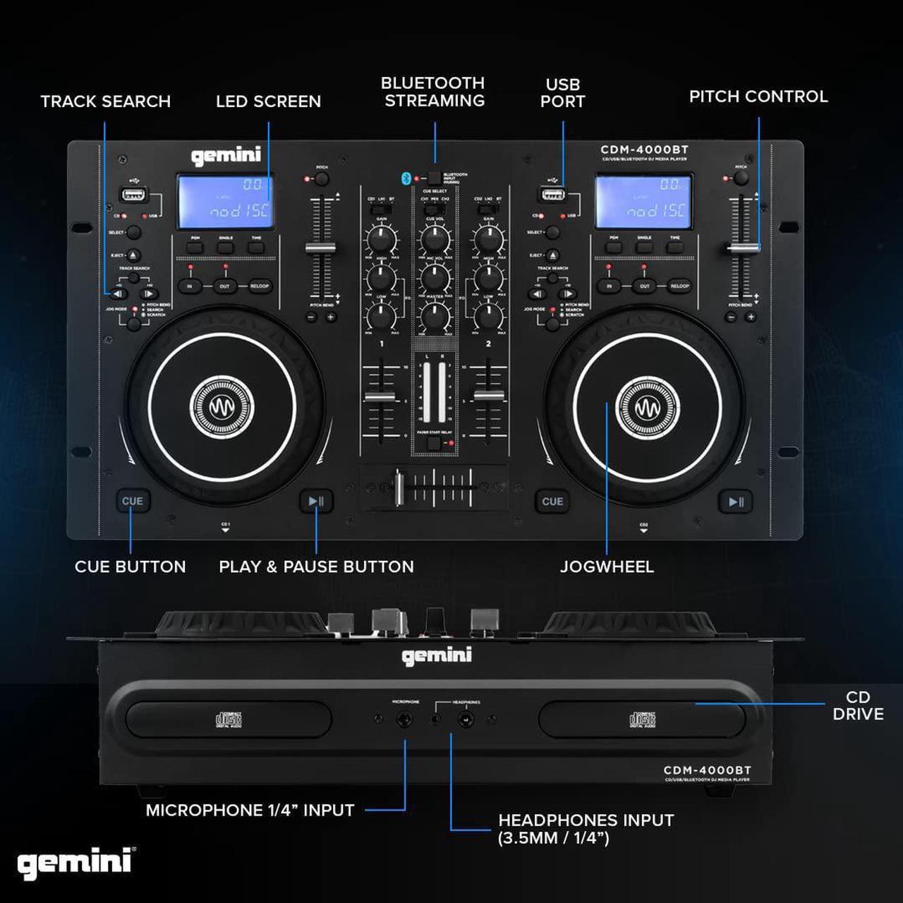Alt view image 4 of 20 - Gemini Sound Pro StandAlone DJ Dual Deck Media Player Mixer