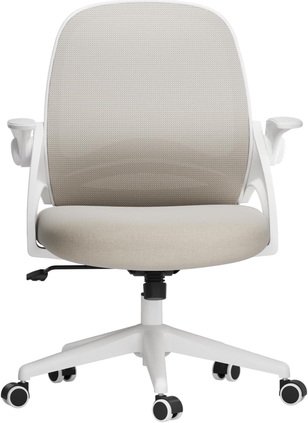 Alt view image 2 of 7 - Hbada Home Office Chair, Ergonomic Desk Chair with Adjustable Height,Flip-Up Armrests,Rocking Chair with Lumbar Support, Soft Cushion, Swivel Task Chair, Black Gray