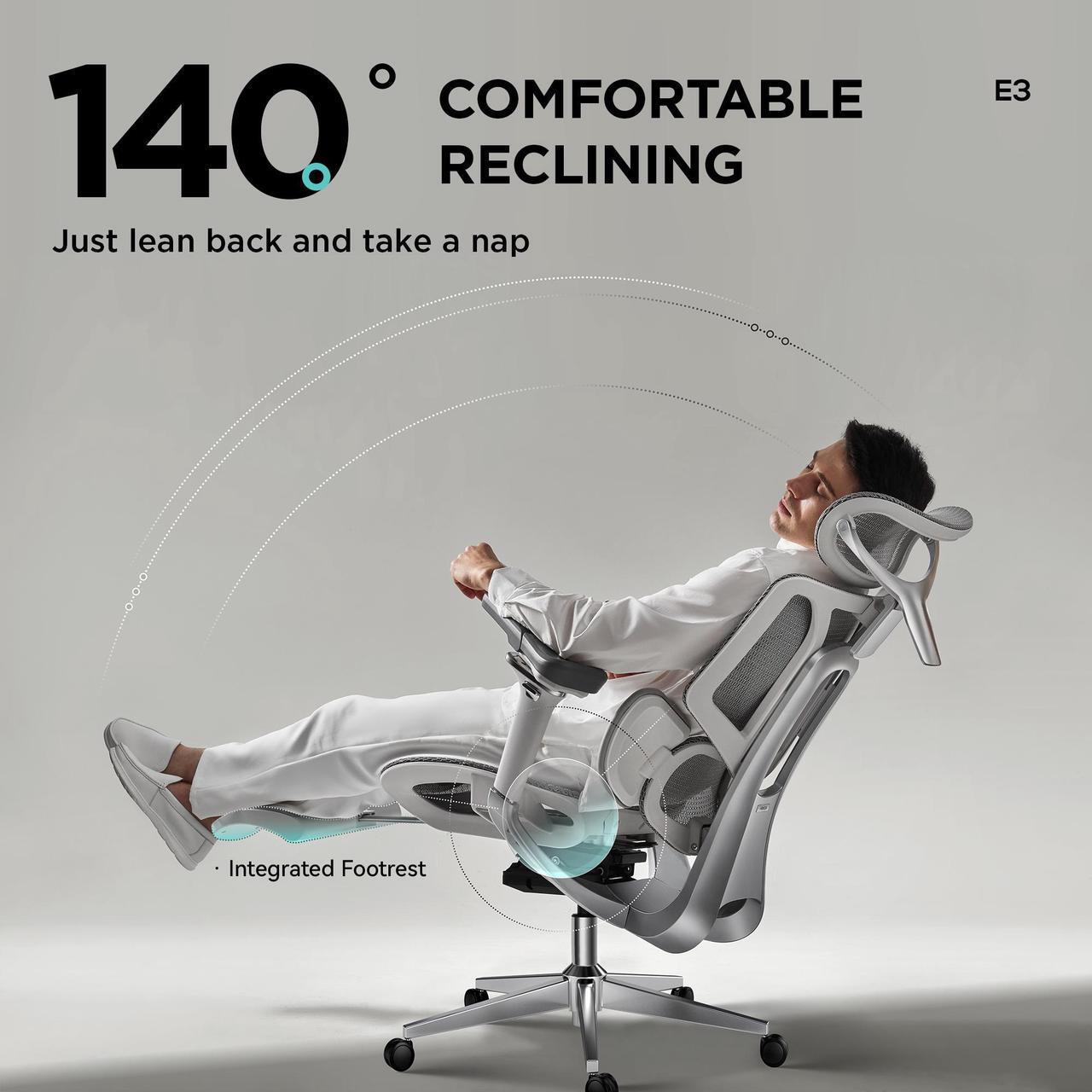 Alt view image 2 of 7 - Hbada E3 Ergonomic Office Chair Pro with Dynamic Lumbar Support, 4D Adjustable Headrest for Home Office Chair, 6D Adjustable Armrests Desk Chair, Swivel Big and Tall Computer Chair, Gray