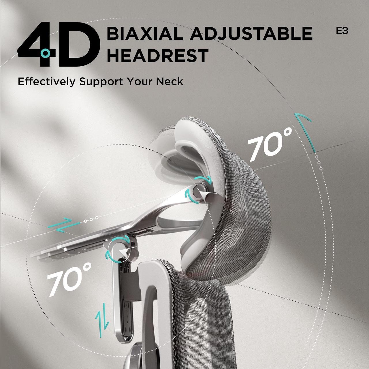 Alt view image 5 of 7 - Hbada E3 Ergonomic Office Chair Pro with Dynamic Lumbar Support, 4D Adjustable Headrest for Home Office Chair, 6D Adjustable Armrests Desk Chair, Swivel Big and Tall Computer Chair, Gray
