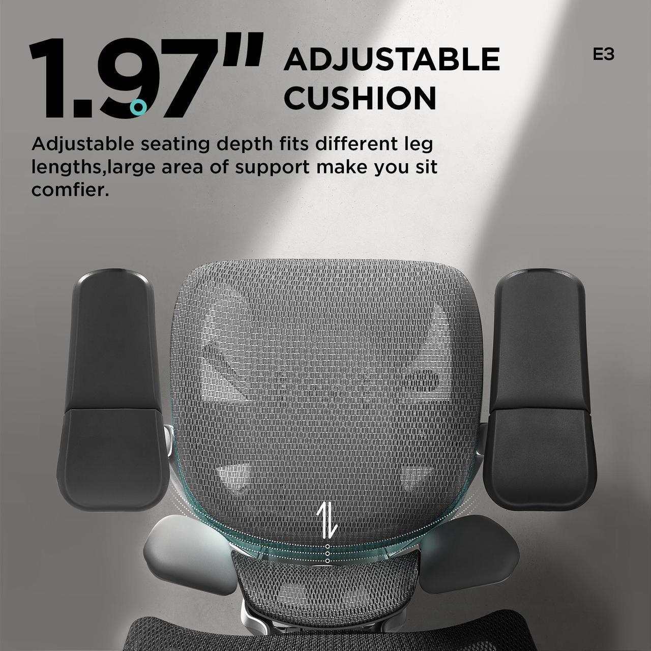 Alt view image 7 of 7 - Hbada E3 Ergonomic Office Chair Pro with Dynamic Lumbar Support, 4D Adjustable Headrest for Home Office Chair, 6D Adjustable Armrests Desk Chair, Swivel Big and Tall Computer Chair, Gray