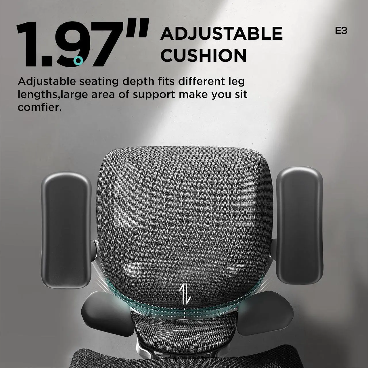 Alt view image 2 of 7 - Hbada E3 Ergonomic Office Chair Pro with Dynamic Lumbar Support, 4D Adjustable Headrest for Home Office Chair, 6D Adjustable Armrests Desk Chair, Swivel Big and Tall Computer Chair, Black(No Footrests