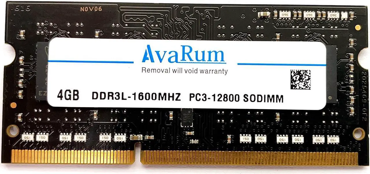 Alt view image 4 of 5 - 16GB (4X4GB) DDR3L-1600Mhz (PC3L 12800) SODIMM 1Rx8 Black Memory for Laptops by Avarum Ram