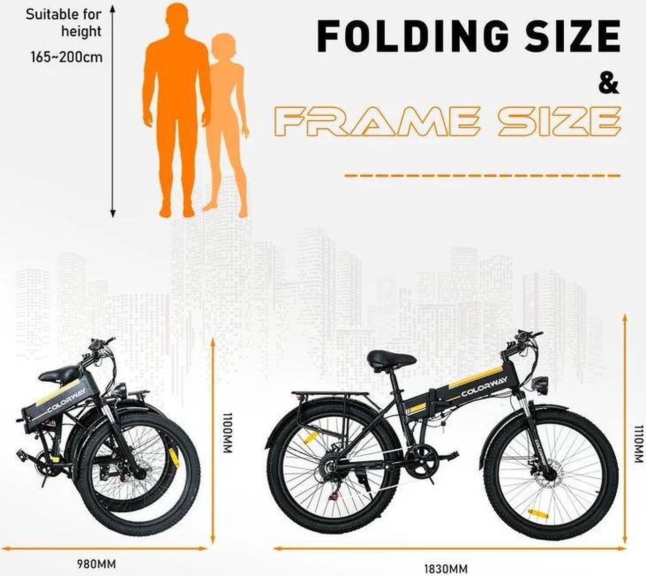 Alt view image 7 of 7 - COLORWAY 26 Folding Electric bike,500W/12AH/36V Removable Battery, Light Aluminum Alloy E bike, Max speed up to 19.99MPH