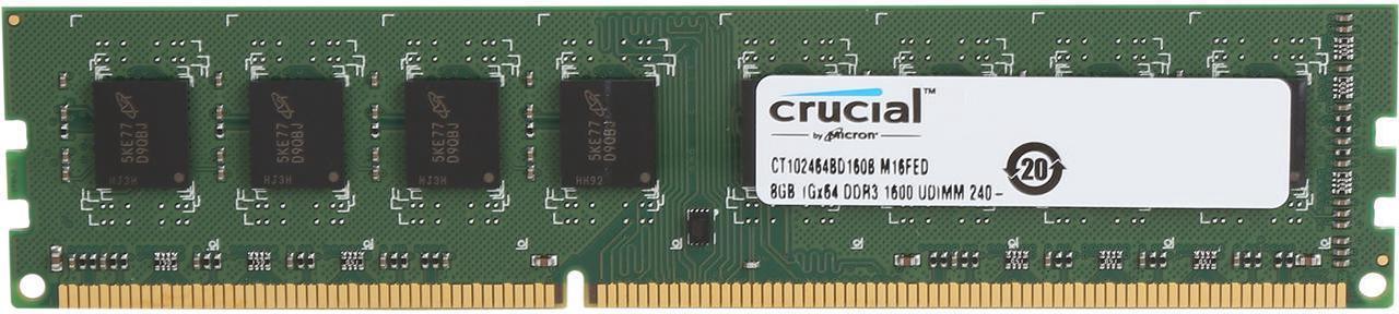 Crucial 8GB 240-Pin DDR3 SDRAM DDR3L 1600 (PC3L 12800) Micron Chipset Desktop Memory Model CT102464BD160B