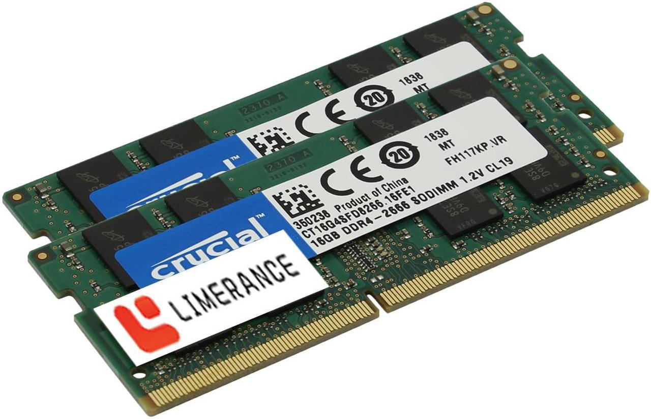 Crucial 32GB (2 x 16GB) DDR4 2666MHz DRAM (Notebook Memory) CL19 1.2V DR SODIMM (260-pin) CT2K16G4SFD8266