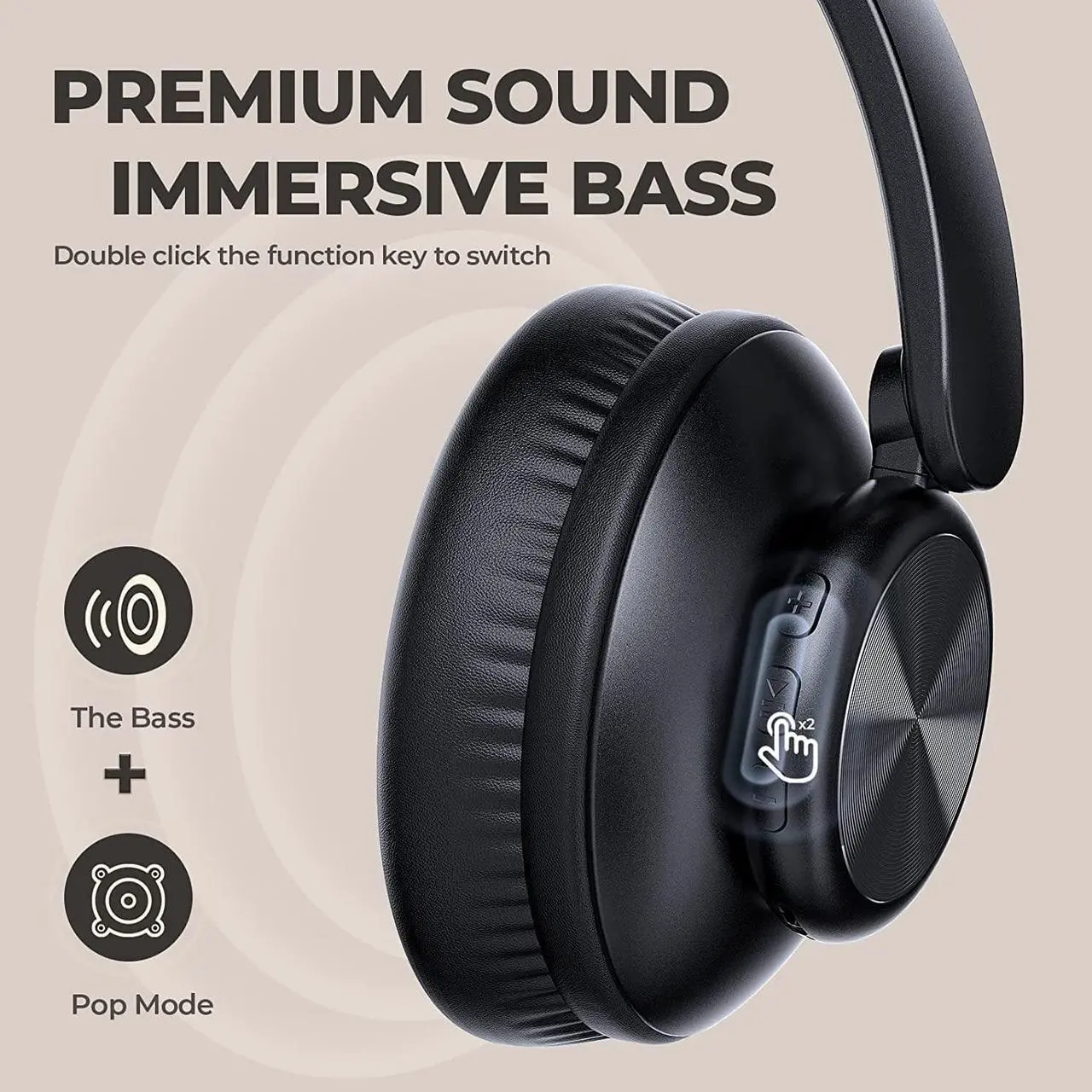 Alt view image 5 of 7 - V8 Wireless Bluetooth Headphones Over Ear, 80 Hours Playtime Wireless Headphones with Deep Bass,Lightweight Foldable Headphones Built-in Mic,HiFi Stereo Sound for Travel Work Laptop PC Cellphone