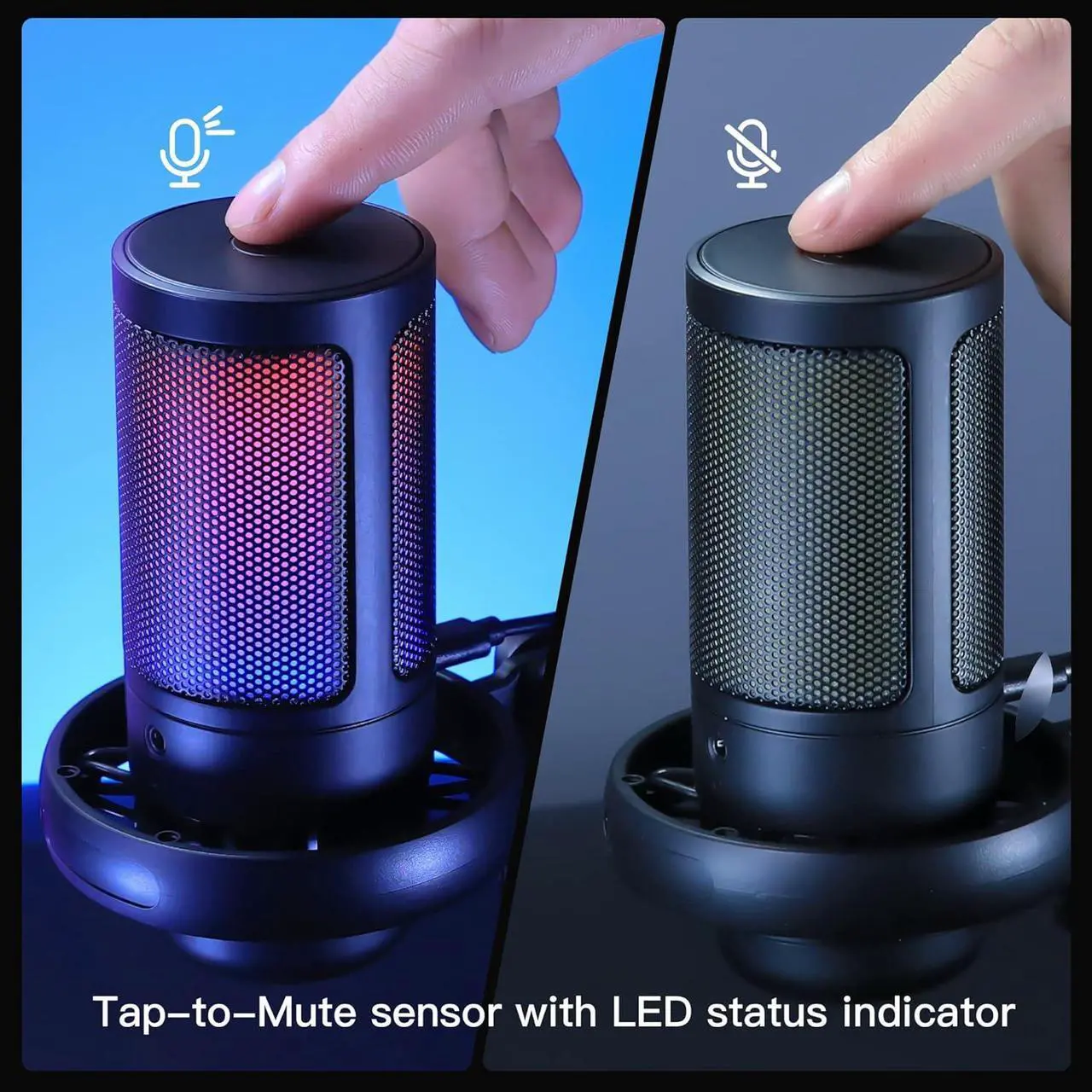 Alt view image 3 of 7 - USB Microphone for PC,Computer Gaming Mic for PS4/ PS5/ Mac,Condenser Mic with Quick Mute,RGB Light,Pop Filter,Shock Mount,Gain knob & Monitoring Jack for Recording,Streaming,Podcasting,YouTube