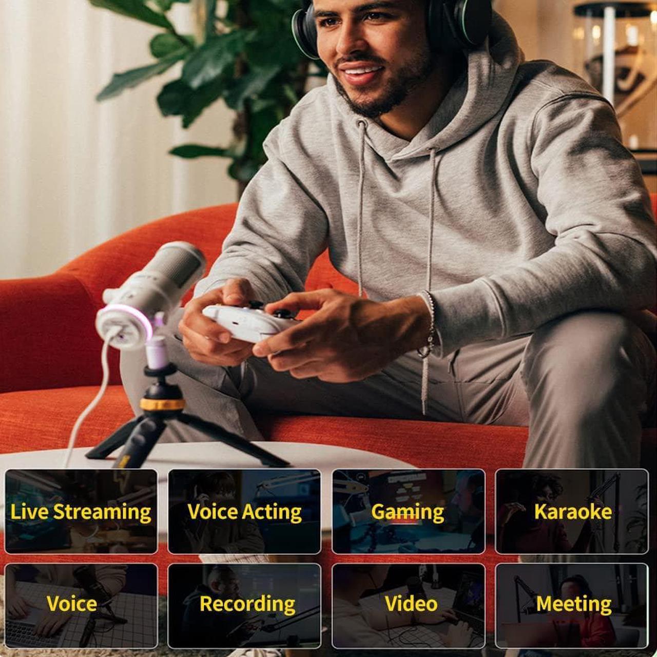 Alt view image 5 of 7 - Deity VO-7U Boom Arm Kit USB Broadcast Microphone Dynamic USB Mic with RGB Lighting Effect for Phones Laptop PS5 Xbox Live Stream Conference Broadcast