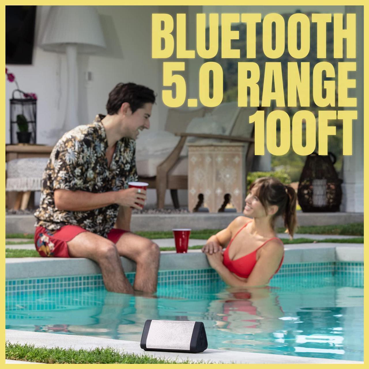 Alt view image 3 of 7 - OontZ Angle 3 Bluetooth Speaker, Portable Wireless Speaker, 10 Watts, Crystal Clear Stereo Sound, Rich Bass, IPX5 Waterproof, Loud Bluetooth Speaker (Black with White Grille)