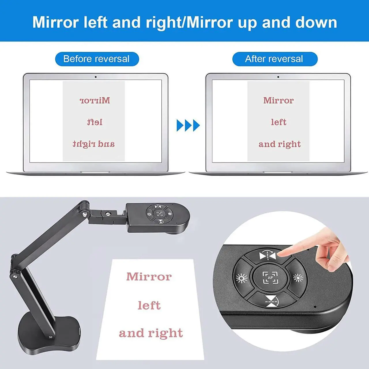 Alt view image 4 of 7 - Kitchbai 4K USB Document Camera for Teacher, 8MP Webcam & Visualiser for A3 Size with Dual Microphones, 3-Level LED Light, Image Invert, Foldable for Live Demo, Work with Windows, macOS and Chrome OS