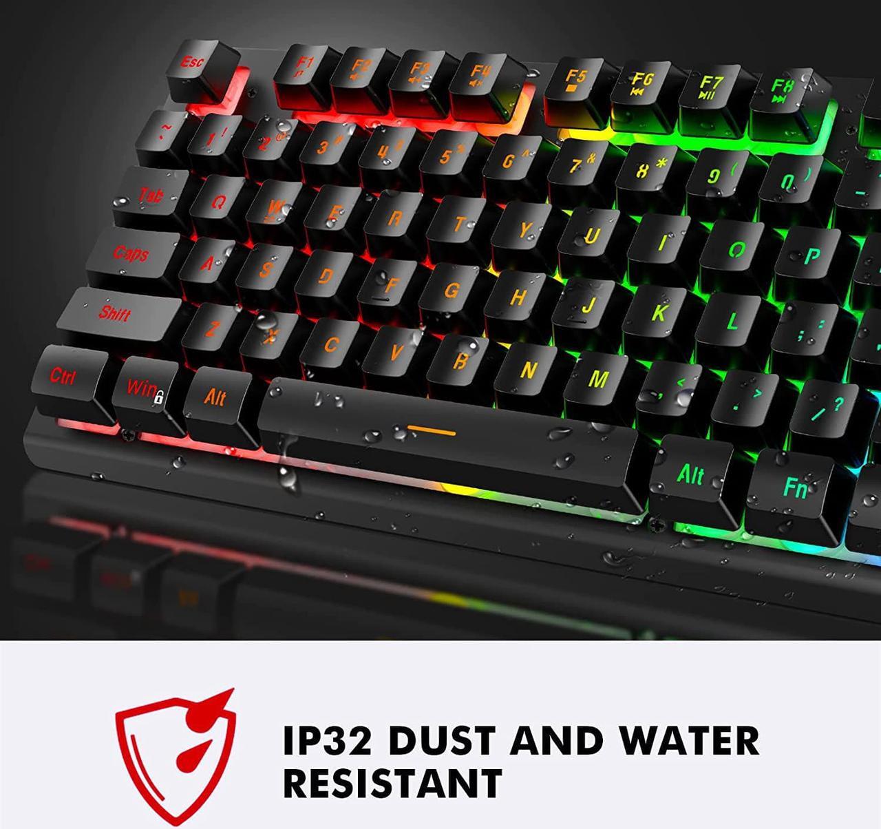 Alt view image 2 of 7 - NPET K10 Wired Gaming Keyboard, LED Backlit, Spill-Resistant Design, Multimedia Keys, Quiet Silent USB Membrane Keyboard for Desktop, Computer, PC (Black)