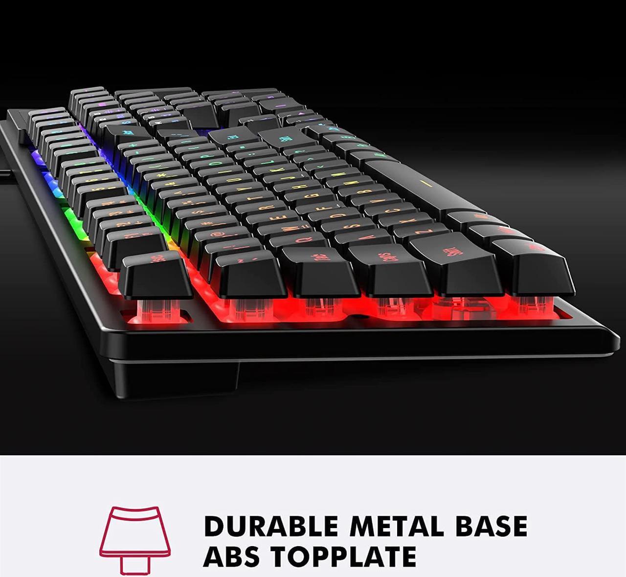 Alt view image 5 of 7 - NPET K10 Wired Gaming Keyboard, LED Backlit, Spill-Resistant Design, Multimedia Keys, Quiet Silent USB Membrane Keyboard for Desktop, Computer, PC (Black)