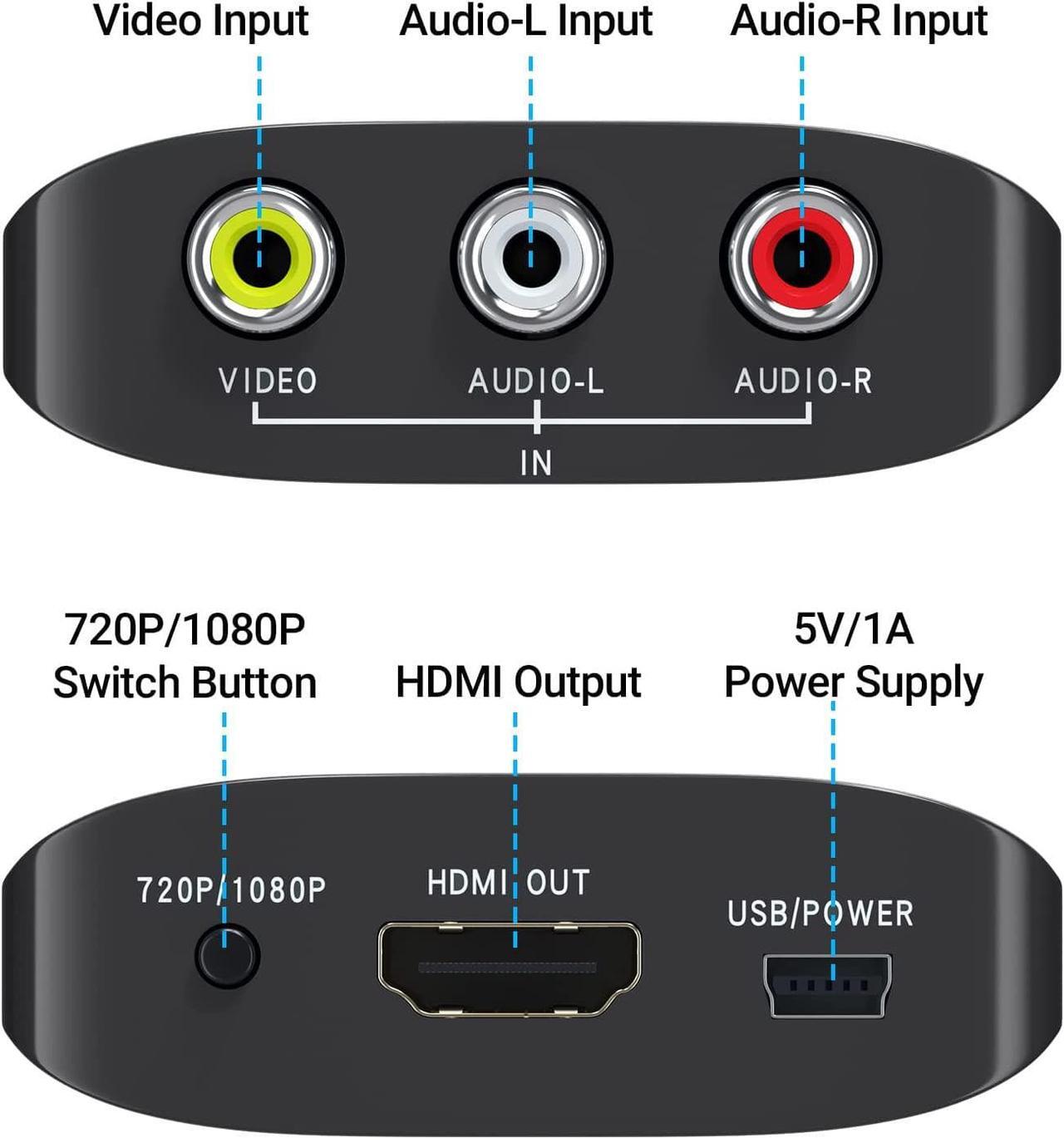 Alt view image 2 of 6 - AV to HDMI Converter AV to HDMI Adapter Support 720p/1080p for PS1/PS2/PS3/Xbox 360/WII/N64/SNES/STB/VHS/VCR/Blue-Ray DVD Players