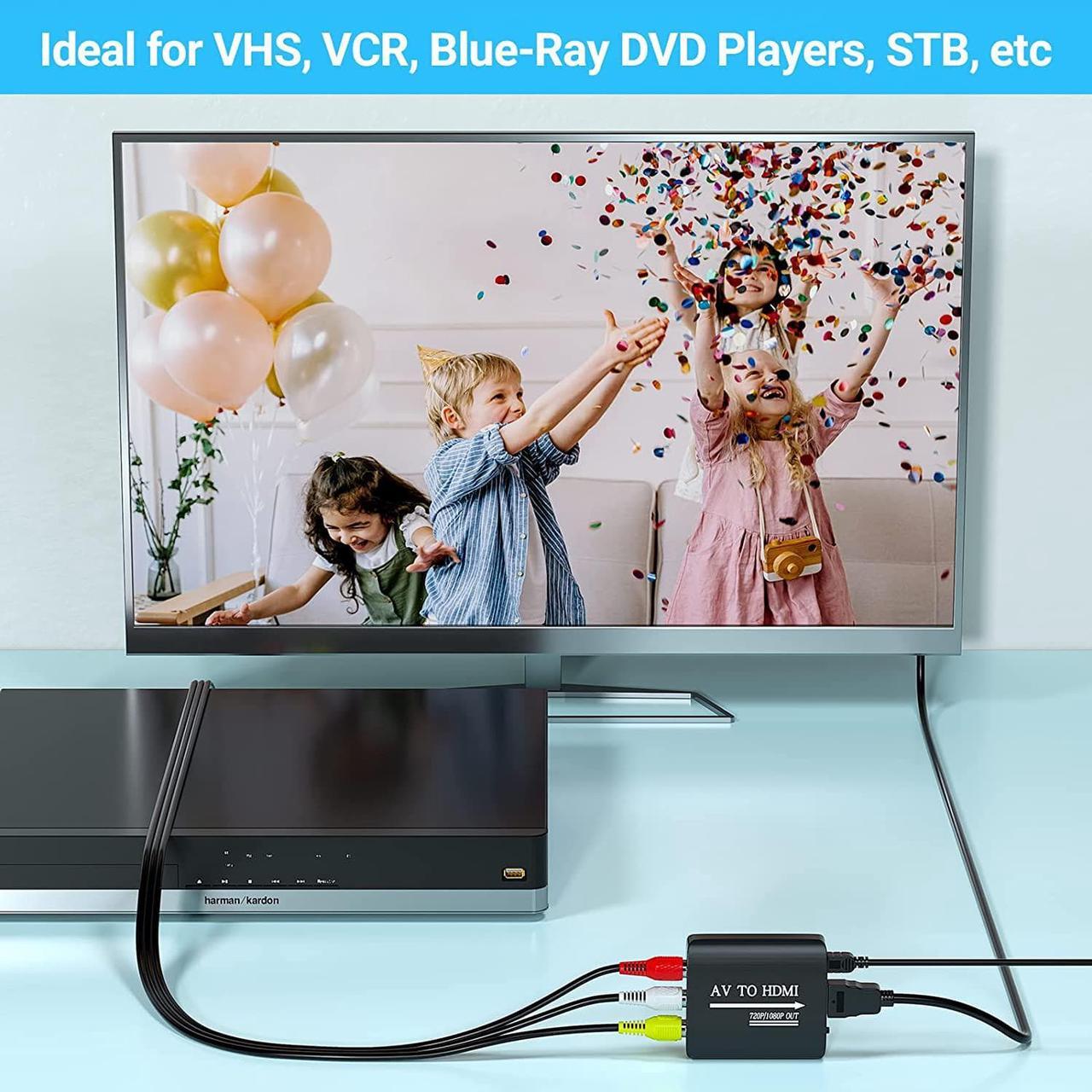 Alt view image 6 of 6 - AV to HDMI Converter AV to HDMI Adapter Support 720p/1080p for PS1/PS2/PS3/Xbox 360/WII/N64/SNES/STB/VHS/VCR/Blue-Ray DVD Players