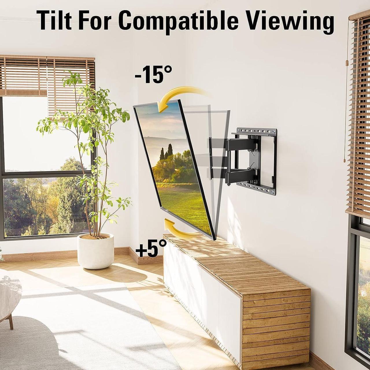 Alt view image 3 of 7 - TV Wall Mount for 32-65 Inch TV, TV Mount with Swivel and Tilt, Full Motion TV Bracket with Articulating Dual Arms, Fits 16inch Studs, Max VESA 400X400 mm, 99lbs, MD2380