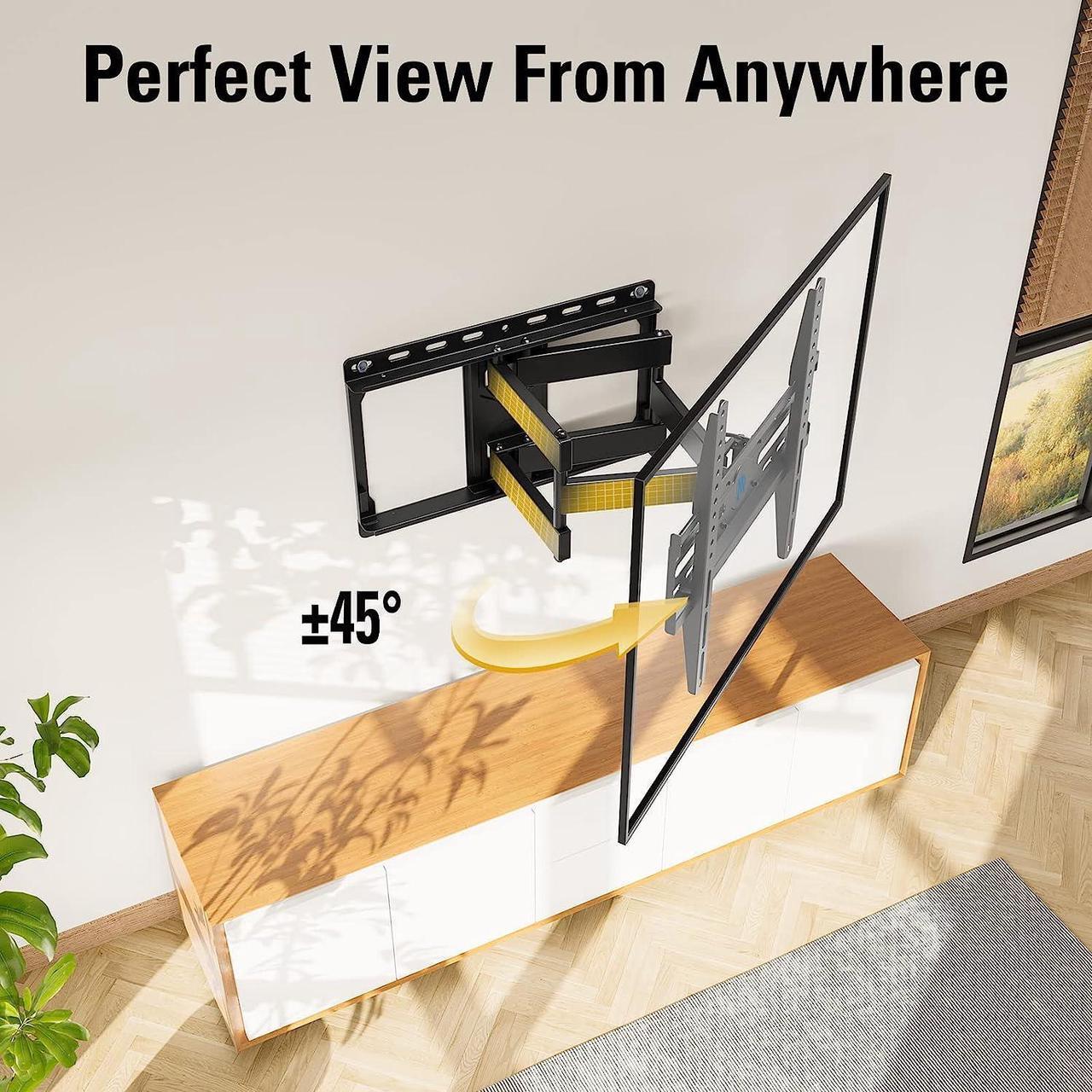 Alt view image 4 of 7 - TV Wall Mount for 32-65 Inch TV, TV Mount with Swivel and Tilt, Full Motion TV Bracket with Articulating Dual Arms, Fits 16inch Studs, Max VESA 400X400 mm, 99lbs, MD2380