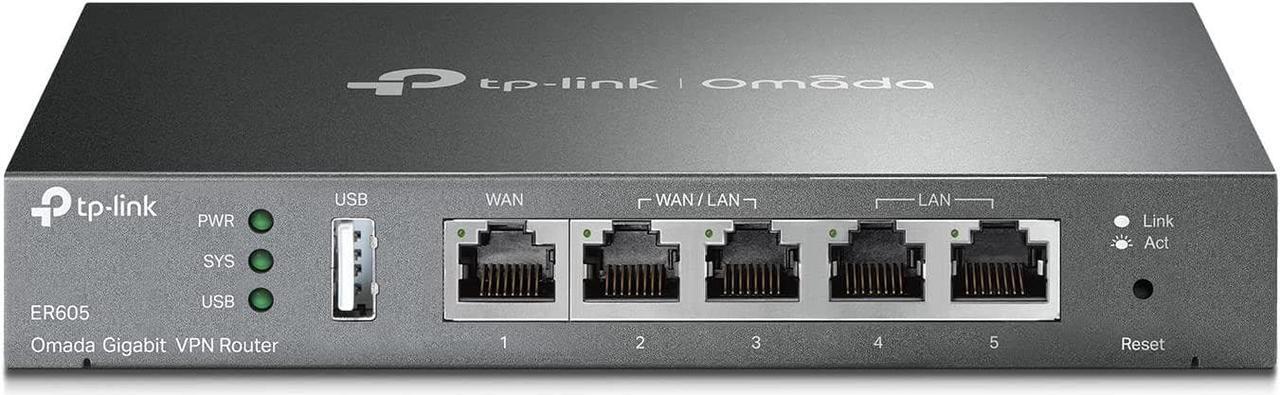 Main image of TP-Link ER605 V2 Wired Gigabit VPN Router, Up to 3 WAN Ethernet Ports + 1 USB WAN, SPI Firewall SMB Router, Omada SDN Integrated, Load Balance, Lightning Protection