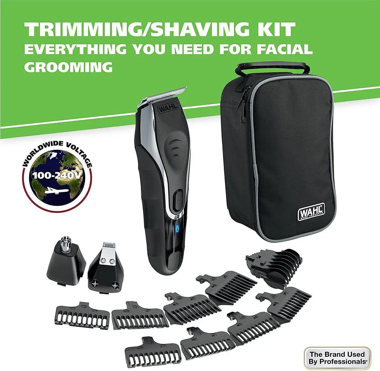 Alt view image 2 of 7 - Wahl Aqua Blade® Rechargeable Wet/Dry Lithium-Ion Deluxe Beard Trimmer for Men - Interchangeable Heads for Detailing, Hair, Mustache and Body Grooming - Model 9899-100