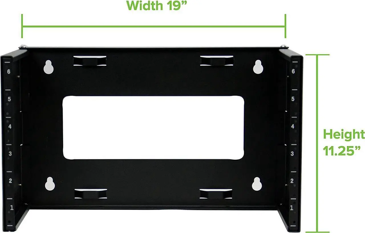 Alt view image 3 of 6 - Navepoint 6U Wall Mount Bracket Extendable Network Equipment Rack Threaded Standard 19 Inch