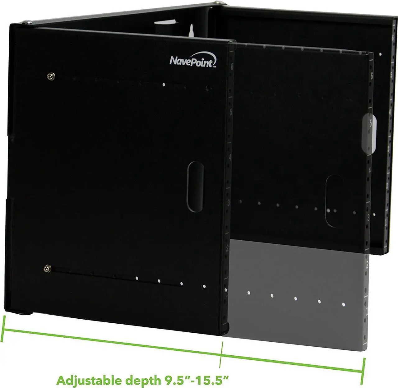 Alt view image 2 of 6 - Navepoint 6U Wall Mount Bracket Extendable Network Equipment Rack Threaded Standard 19 Inch