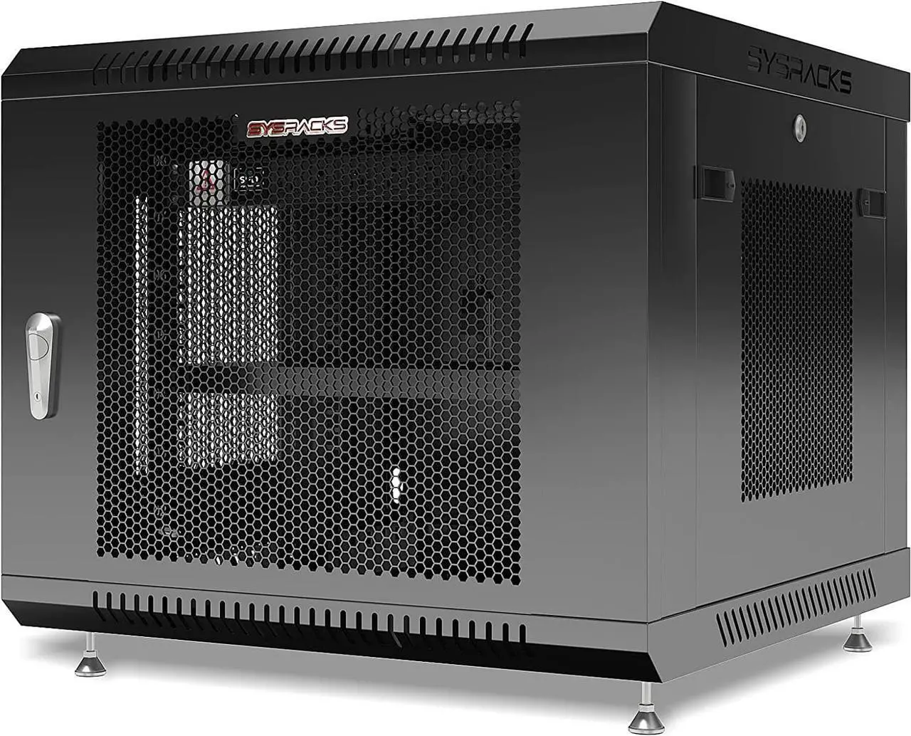 Alt view image 3 of 7 - Sysracks - Server Rack - Wall Cabinet - Wall Mount Rack on Casters Locking Network Enclosure with Fans - VENTED Door Audio Rack - Network Rack - 24 Inch Depth AV Cabinet (9U (24W x24 Dx20 H))
