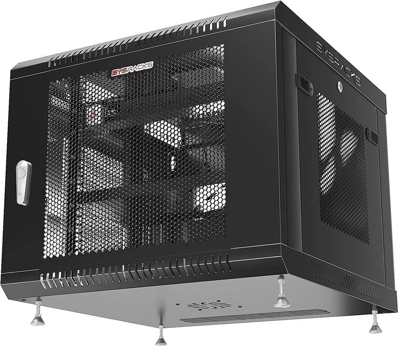 Alt view image 2 of 7 - Sysracks - Server Rack - Wall Cabinet - Wall Mount Rack on Casters Locking Network Enclosure with Fans - VENTED Door Audio Rack - Network Rack - 24 Inch Depth AV Cabinet (9U (24W x24 Dx20 H))