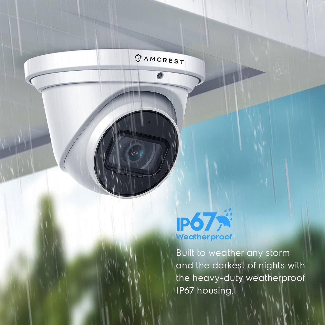 Alt view image 5 of 7 - Amcrest UltraHD 4K (8MP) Outdoor Security IP Turret PoE Camera, 3840x2160, 98ft NightVision, 2.8mm Lens, IP67 Weatherproof, MicroSD Recording (256GB), White