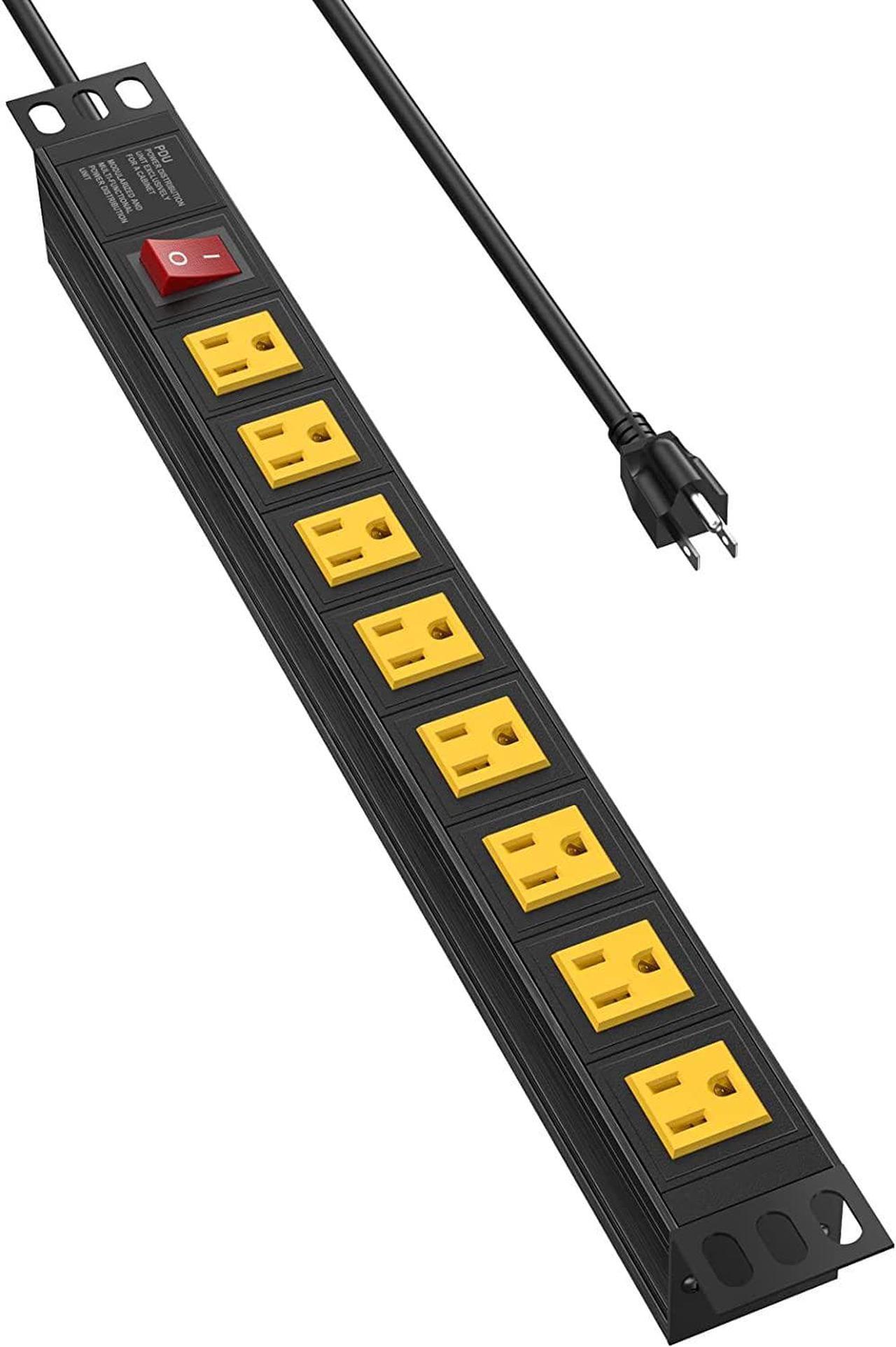 Main image of 10 Outlet PDU Power Strip Surge Protector, 1U Rack Mount Power Strip 10 LED Independent Switch 6FT Power Cord, for Network Server Racks Data Centers, Black