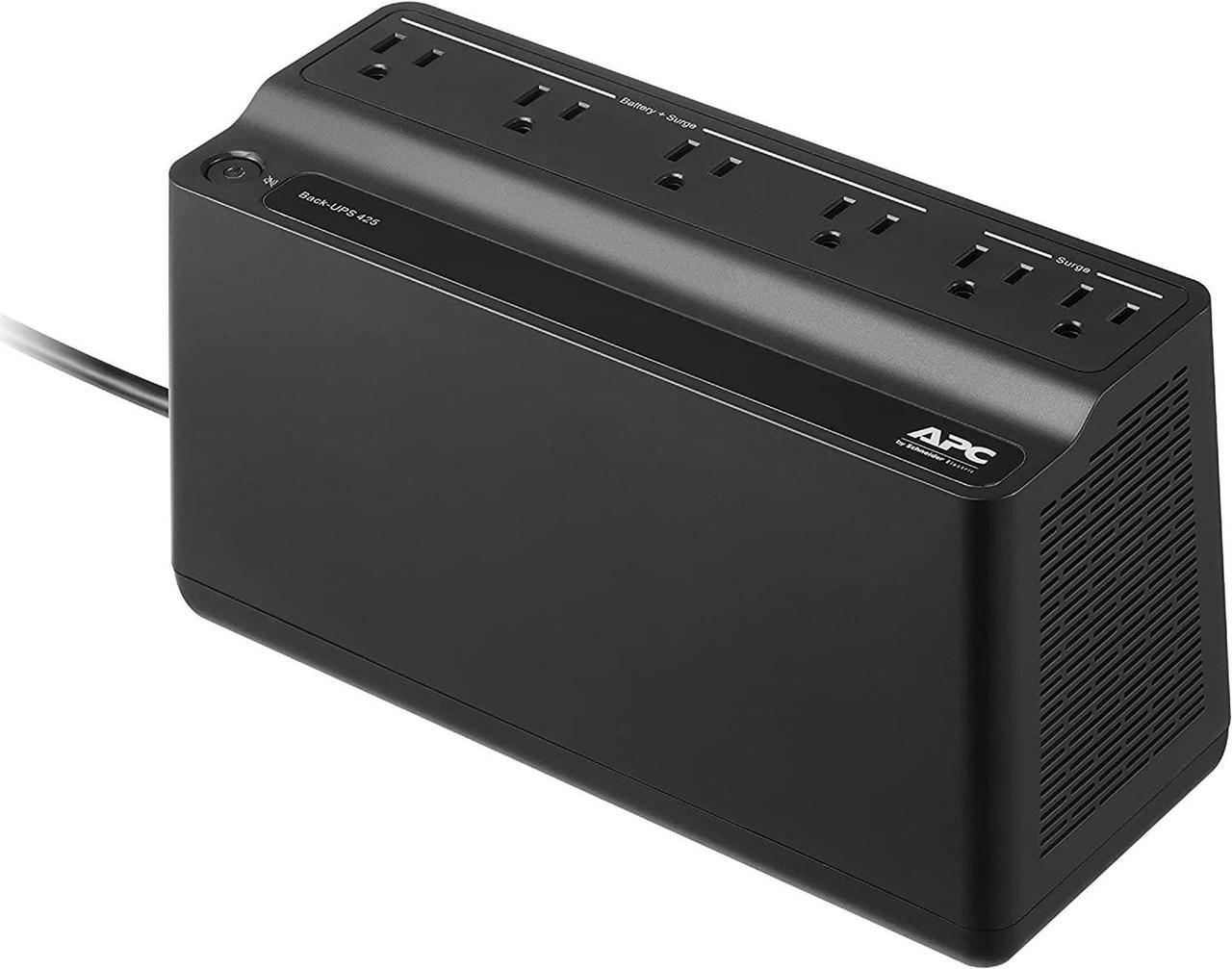 Main image of APC UPS Battery Backup Surge Protector, 425VA Backup Battery Power Supply, BE425M, Black