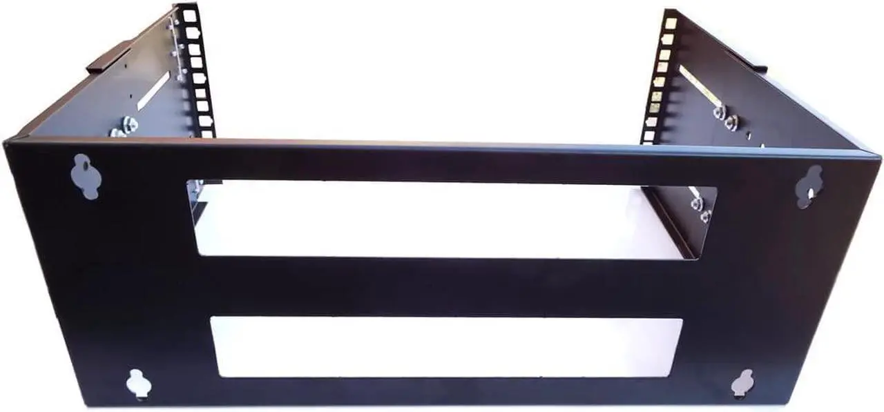 Alt view image 3 of 5 - 4U 19-Inch Hinged Extendable Wall Mount Bracket Network Equipment Rack - Black