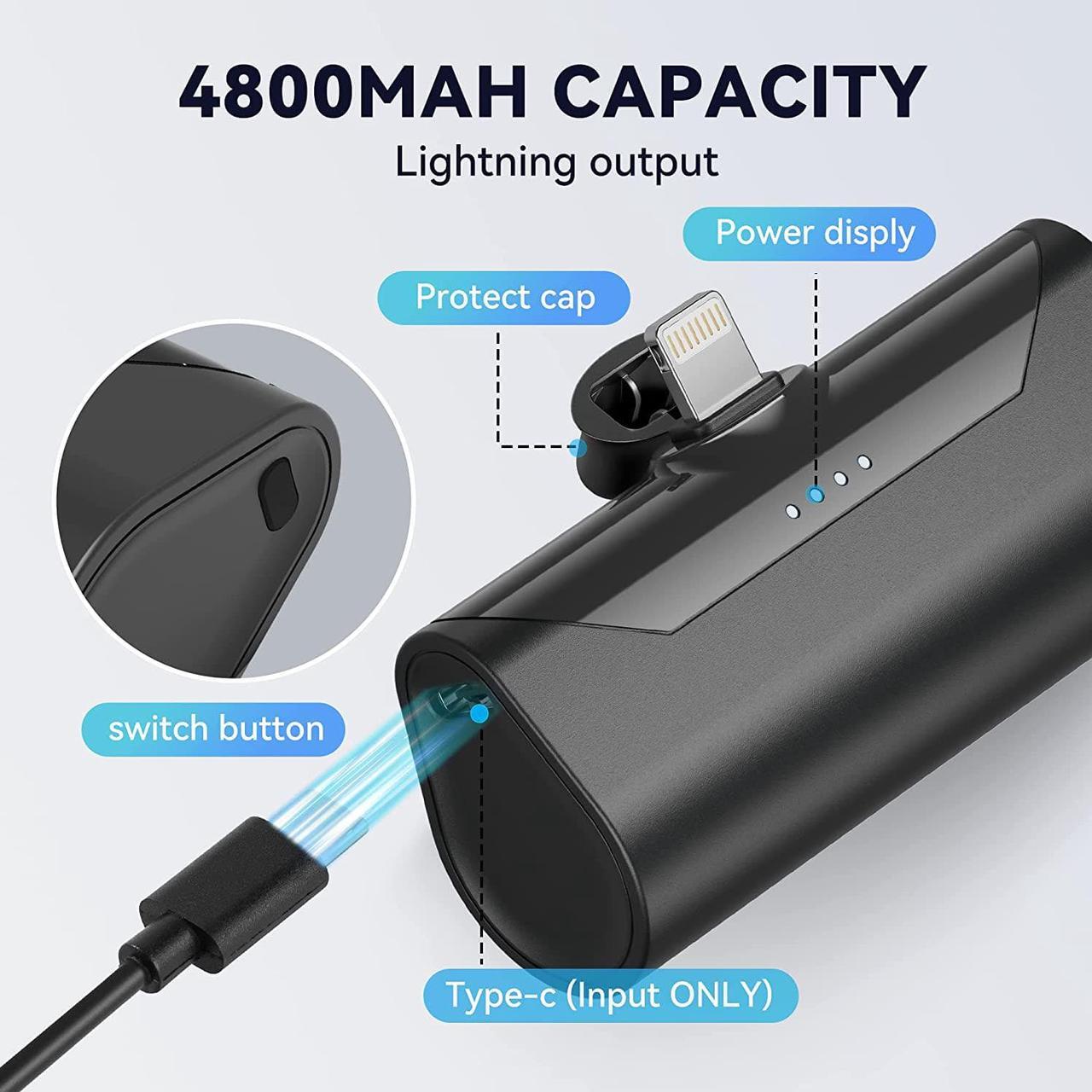 Alt view image 4 of 7 - Mini Portable Charger 4800mAh Small Power Bank Battery Charger Fast Charging 15W Ultra-Compact Lightning Output External Battery Pack for iPhone 14 Pro Max 13 12 11 8 7 6s iPad 2024 March Sale
